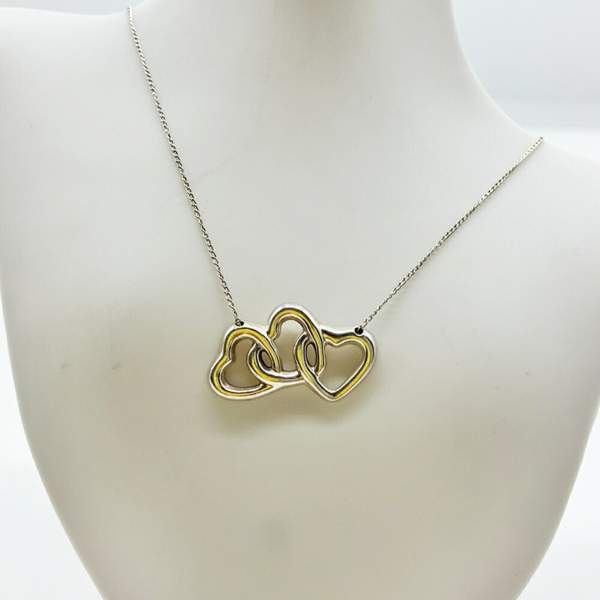 Triple Heart Pendant Necklace Sterling Silver