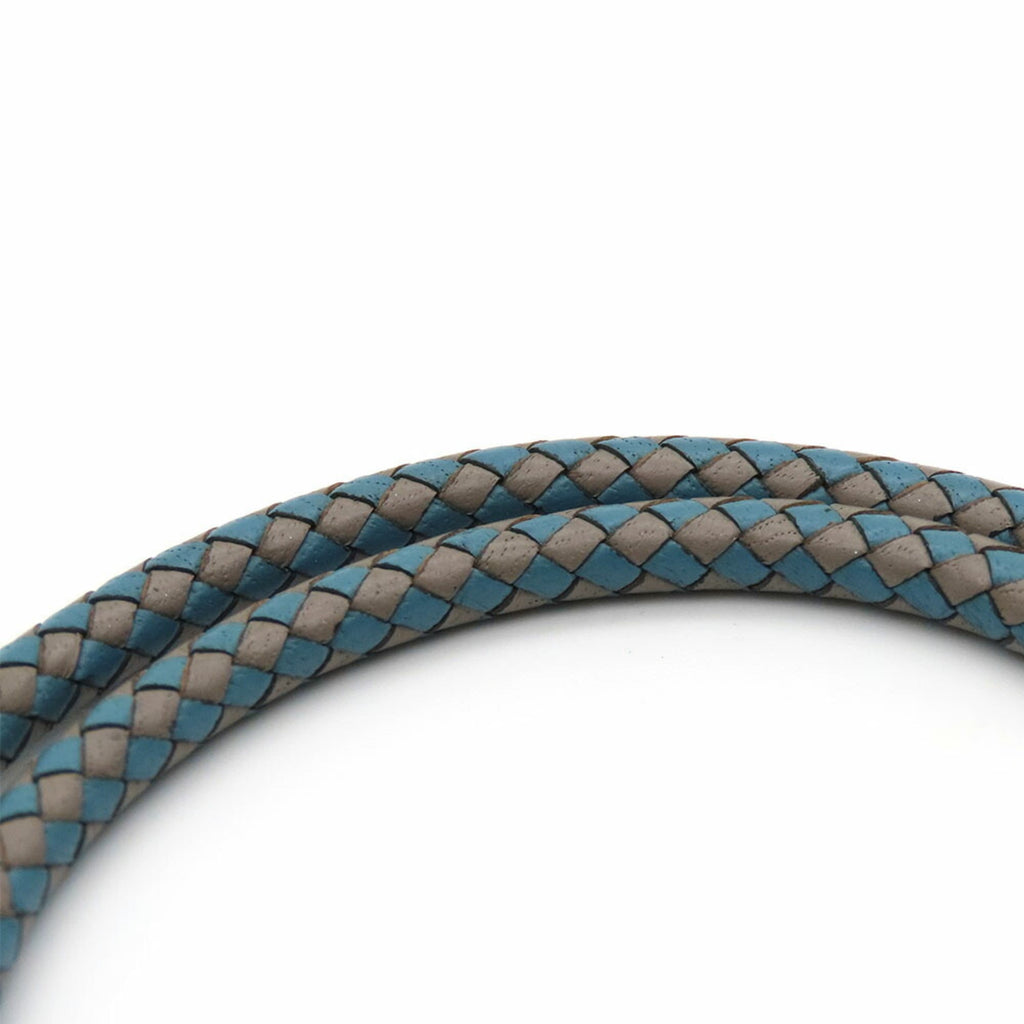 Bracelet Leather and Metal Blue Grey