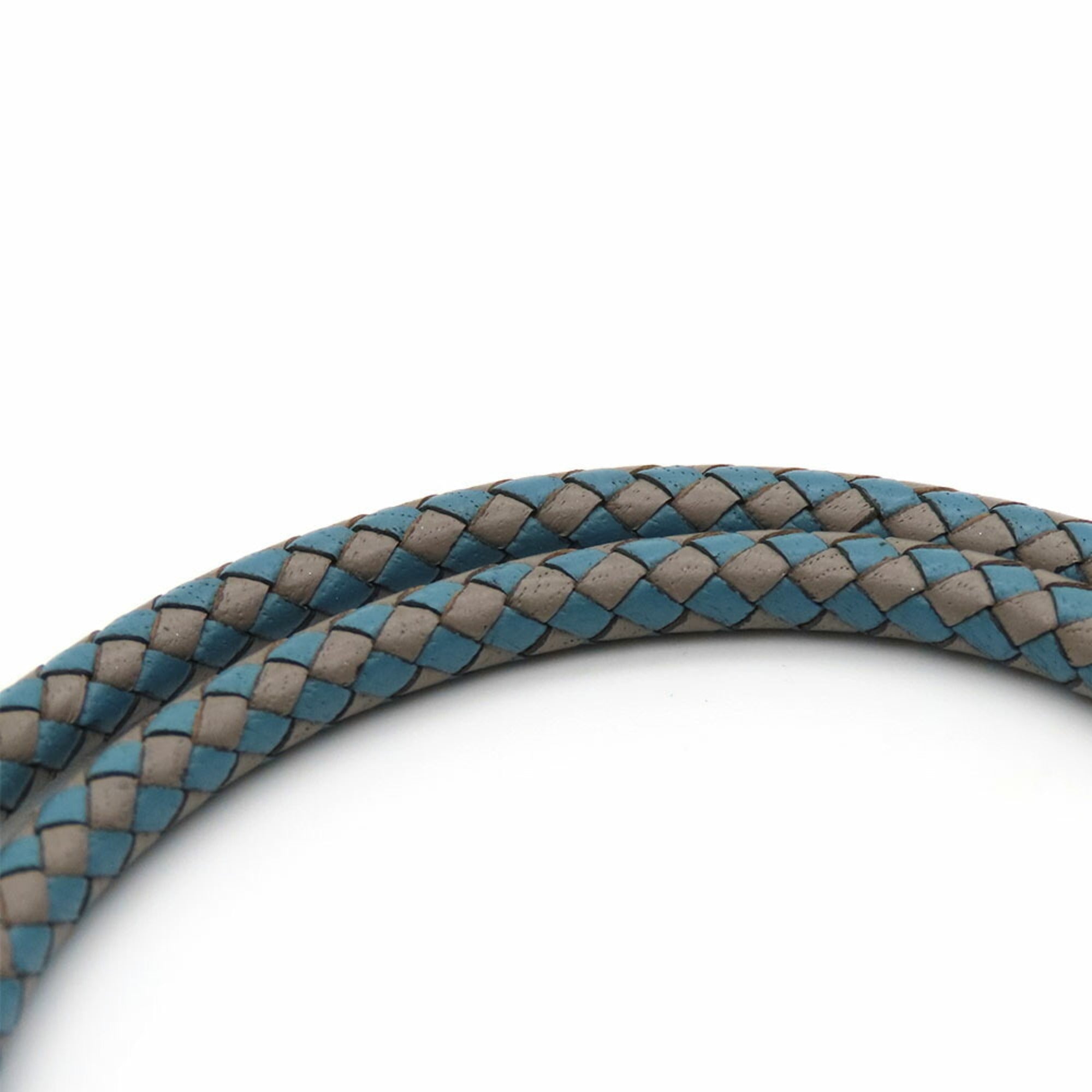 Bracelet Leather and Metal Blue Grey