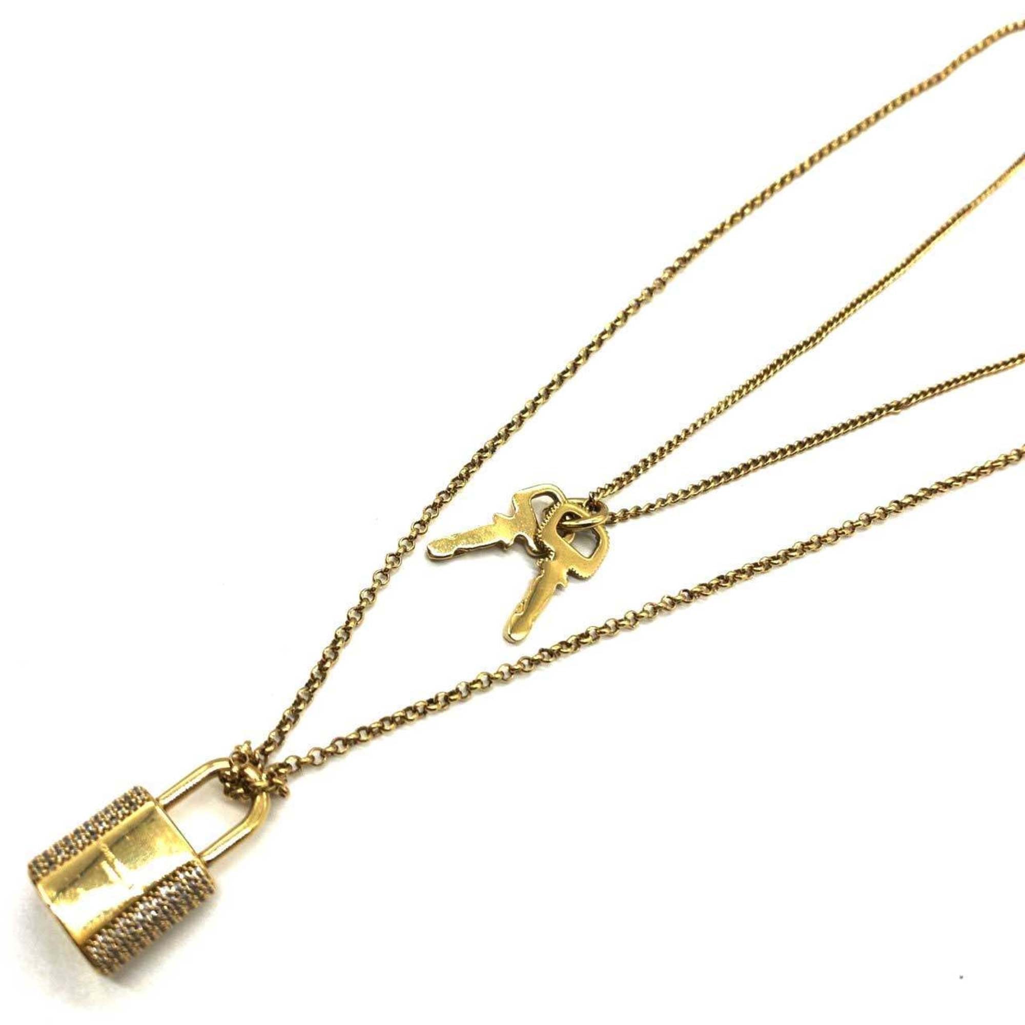 Padlock Pendant Necklace Metal with Rhinestone
