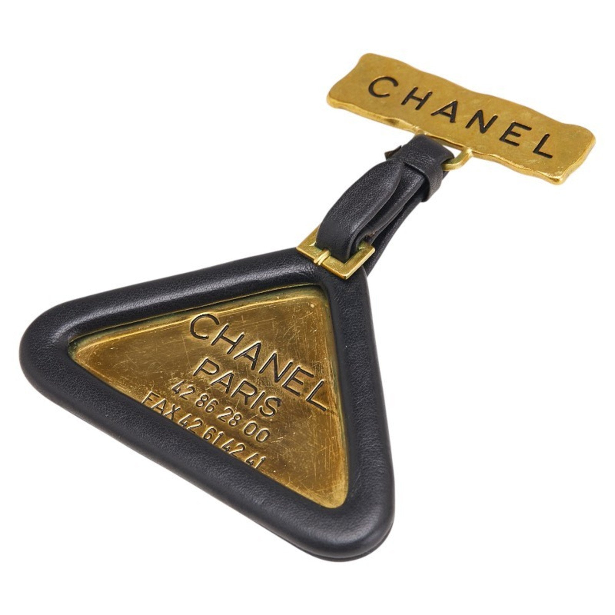 Triangle Brooch Gold and Leather