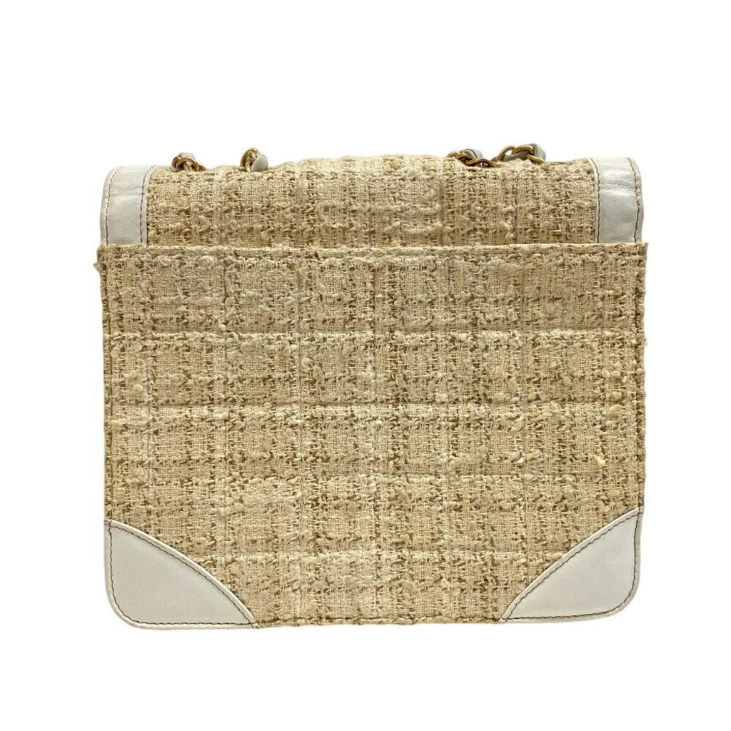 Vintage Chocolate Bar CC Flap Bag Quilted Tweed Small