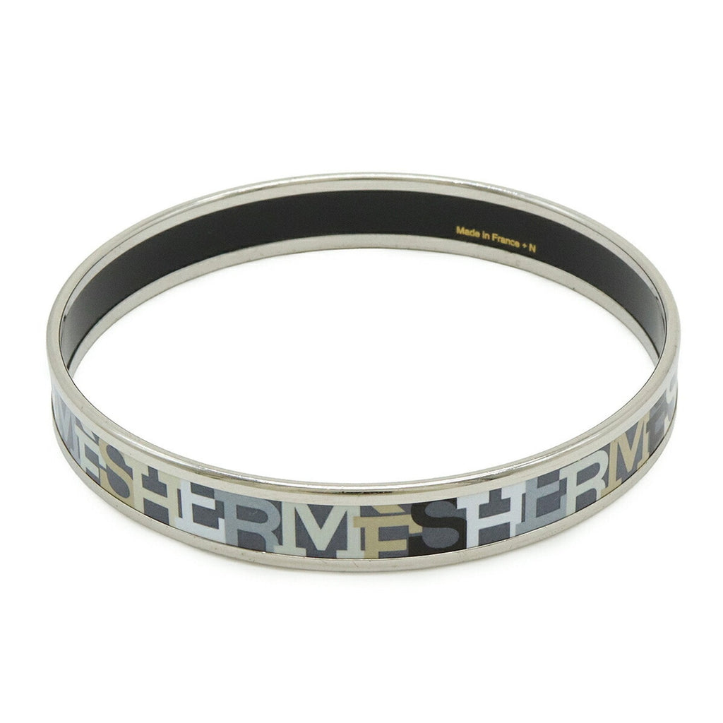 Bangle Bracelet Enamel and Metal Gray Multi-Color