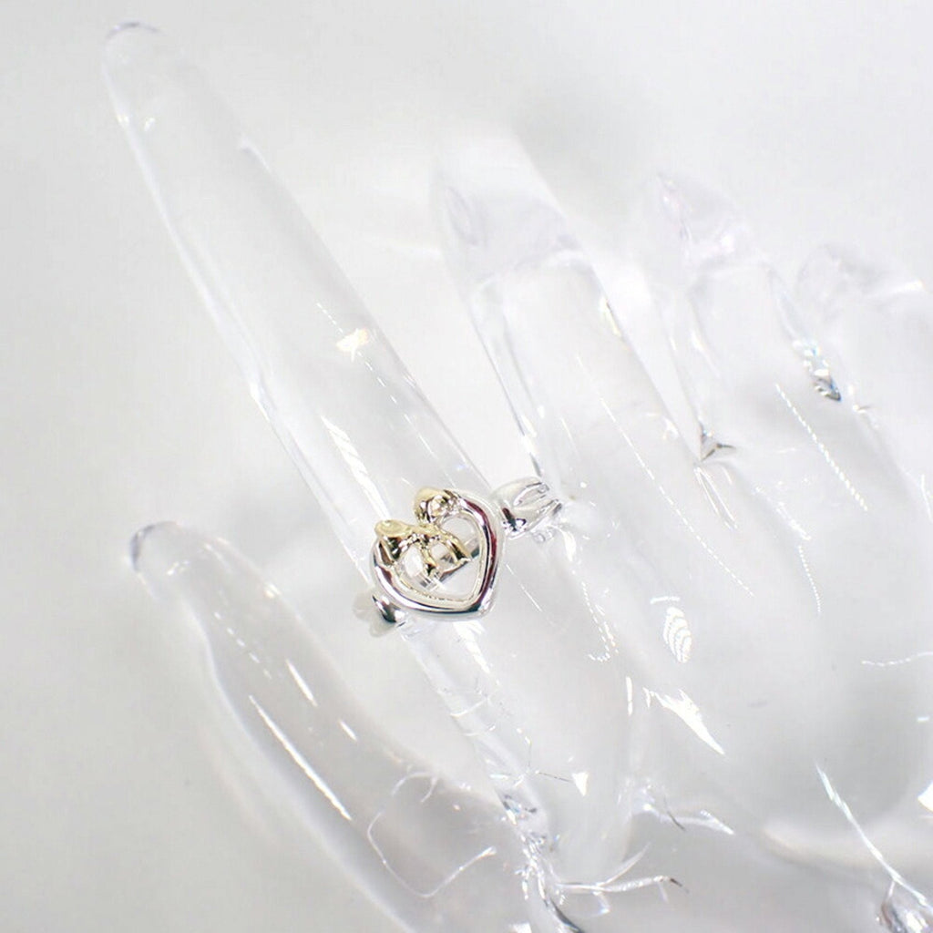 Ribbon Heart Ring Sterling Silver and 18K Yellow Gold