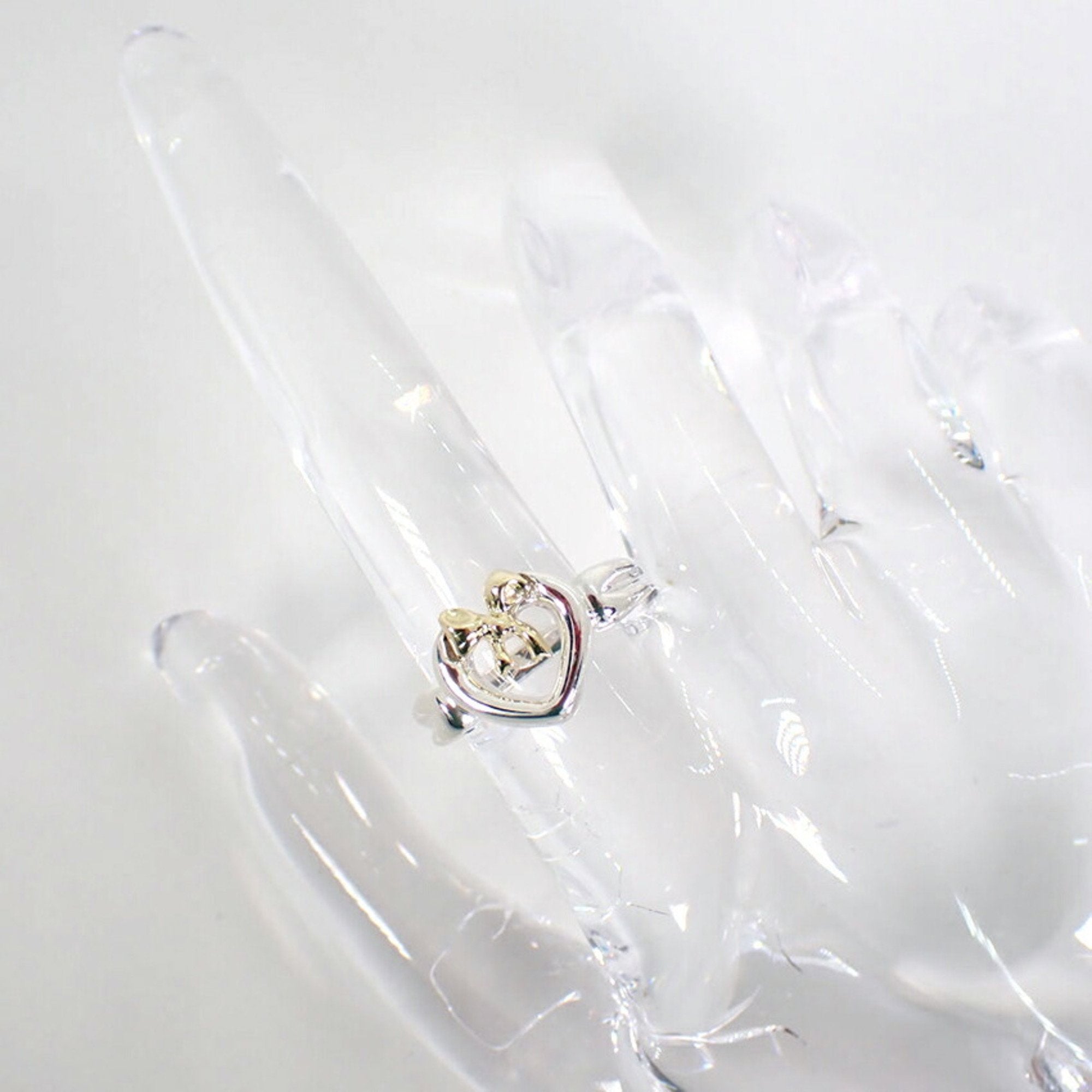 Ribbon Heart Ring Sterling Silver and 18K Yellow Gold