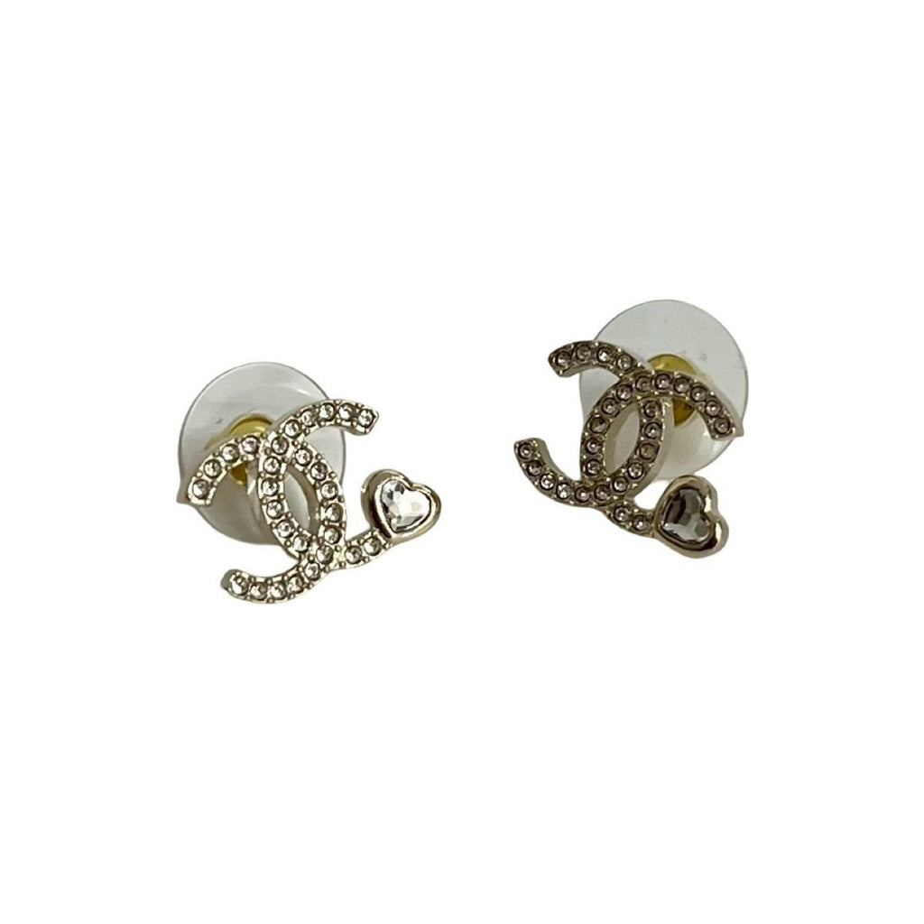 CC Logo Heart Earrings Gold-Tone Metal Gold-Tone Metal