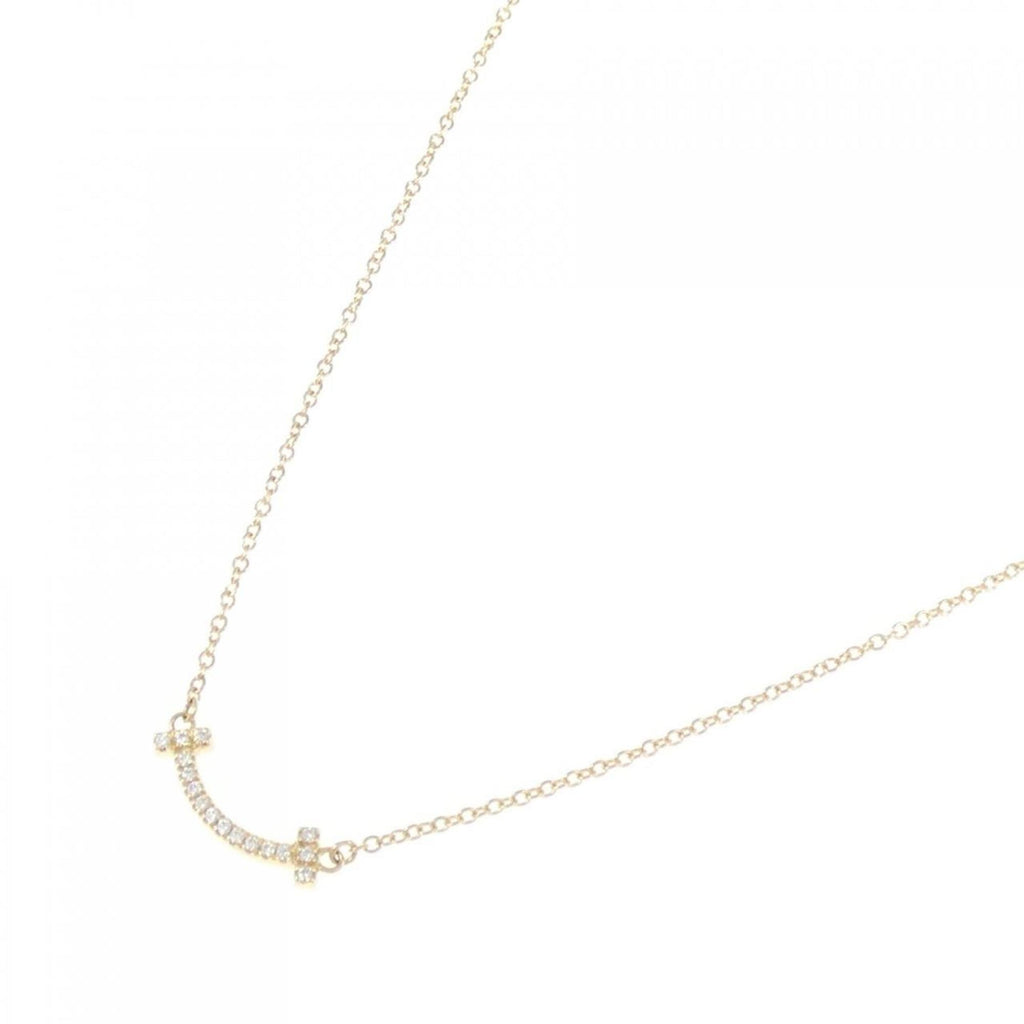 T Smile Mini Pendant Necklace 18K Yellow Gold with Diamonds