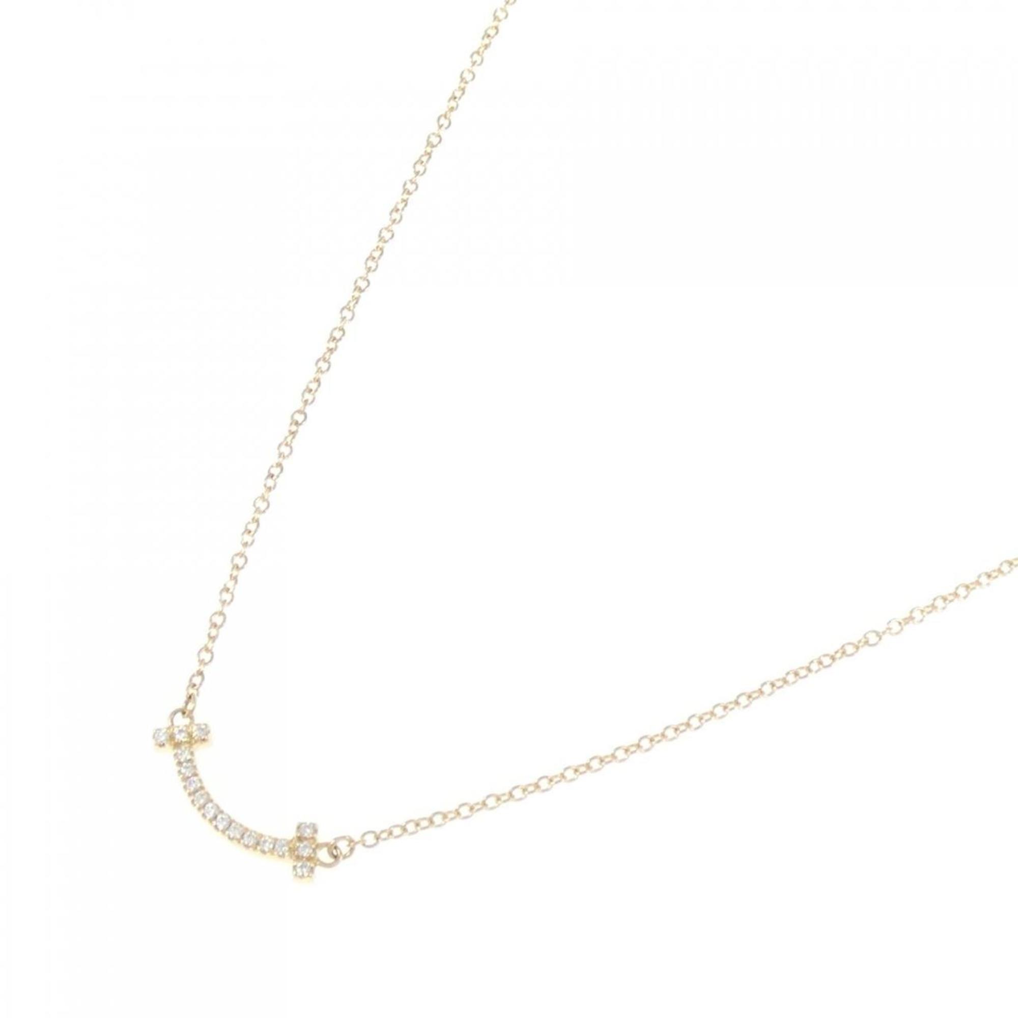 T Smile Mini Pendant Necklace 18K Yellow Gold with Diamonds