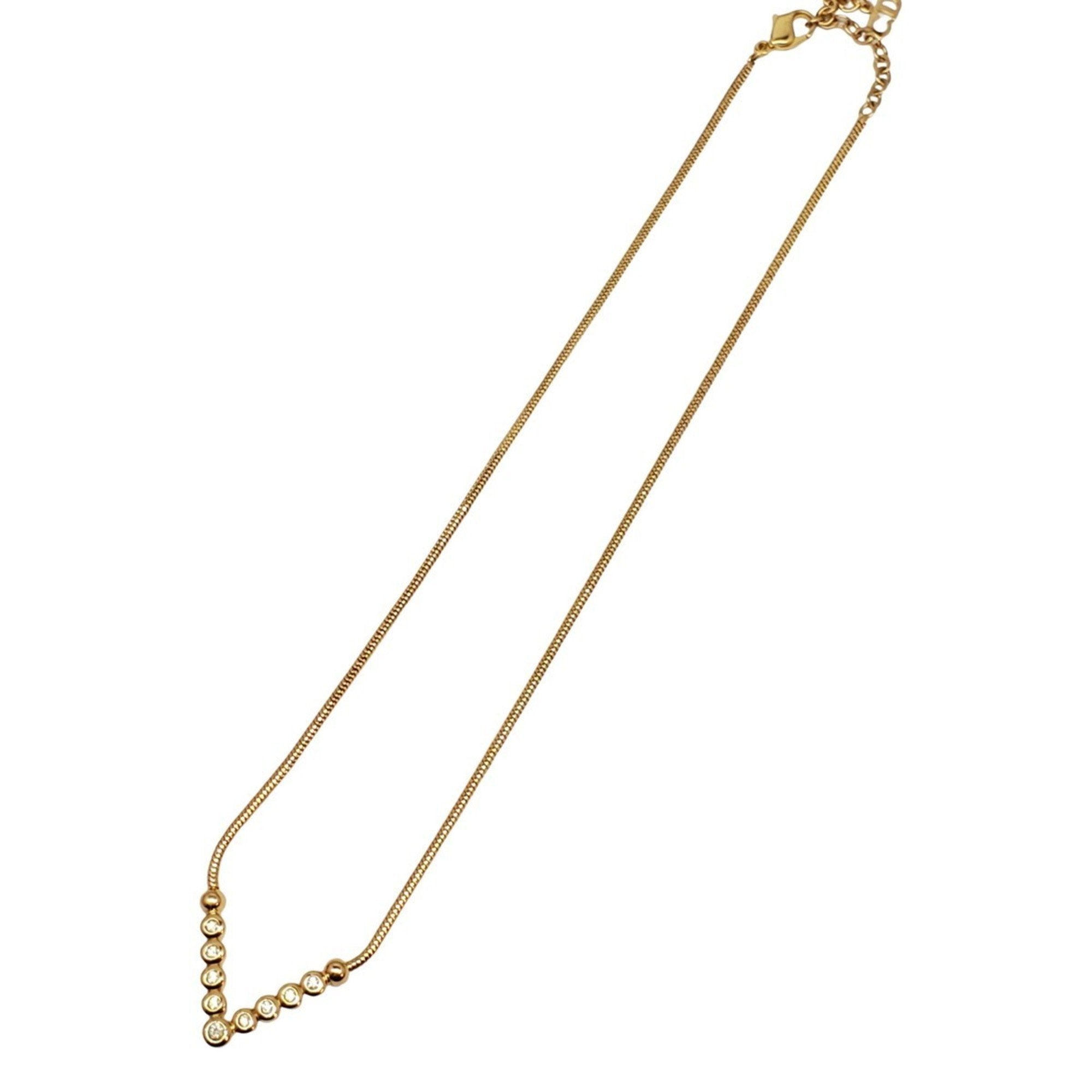 Vintage Pendant Necklace Gold with Rhinestone