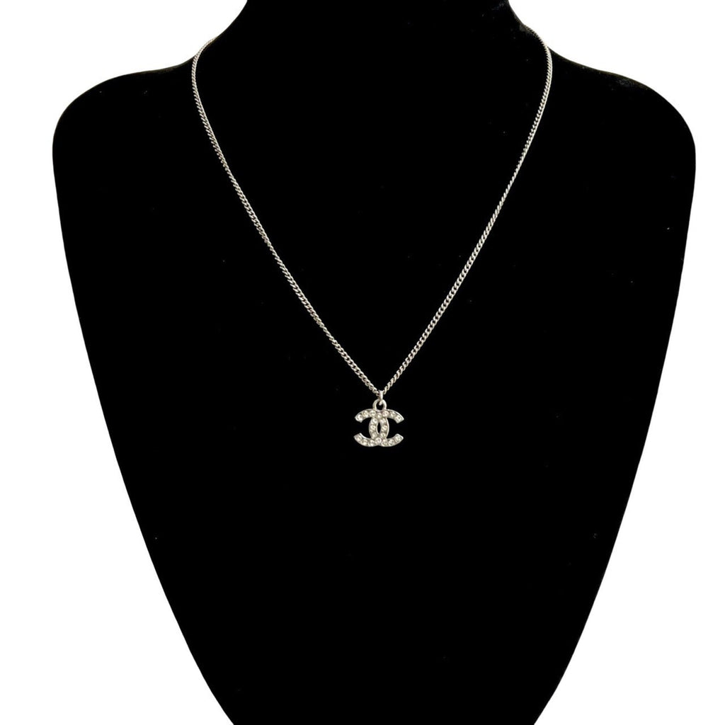 CC Logo Pendant Necklace Silver-Tone Metal