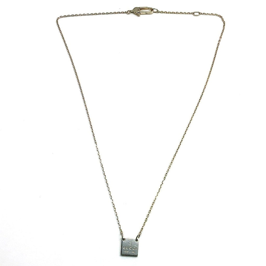 Square Plate Pendant Necklace Sterling Silver