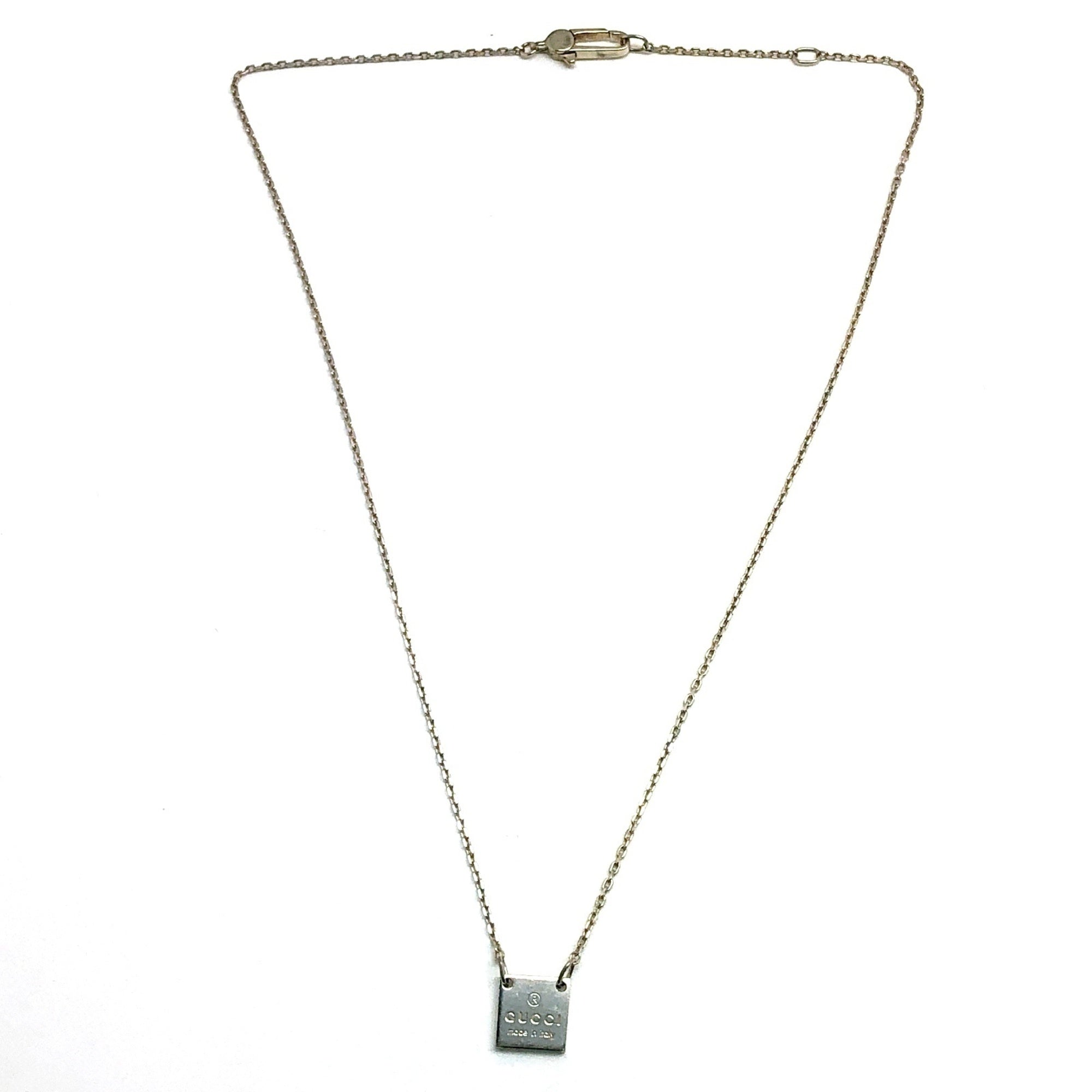 Square Plate Pendant Necklace Sterling Silver