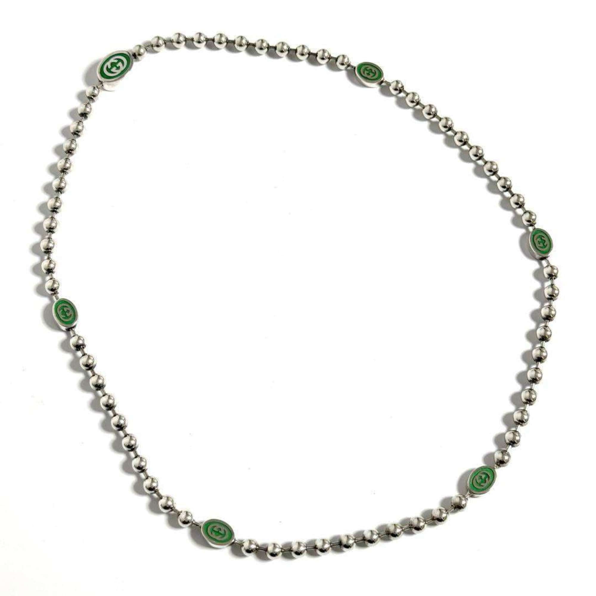 GG Ball Chain Pendant Necklace Sterling Silver