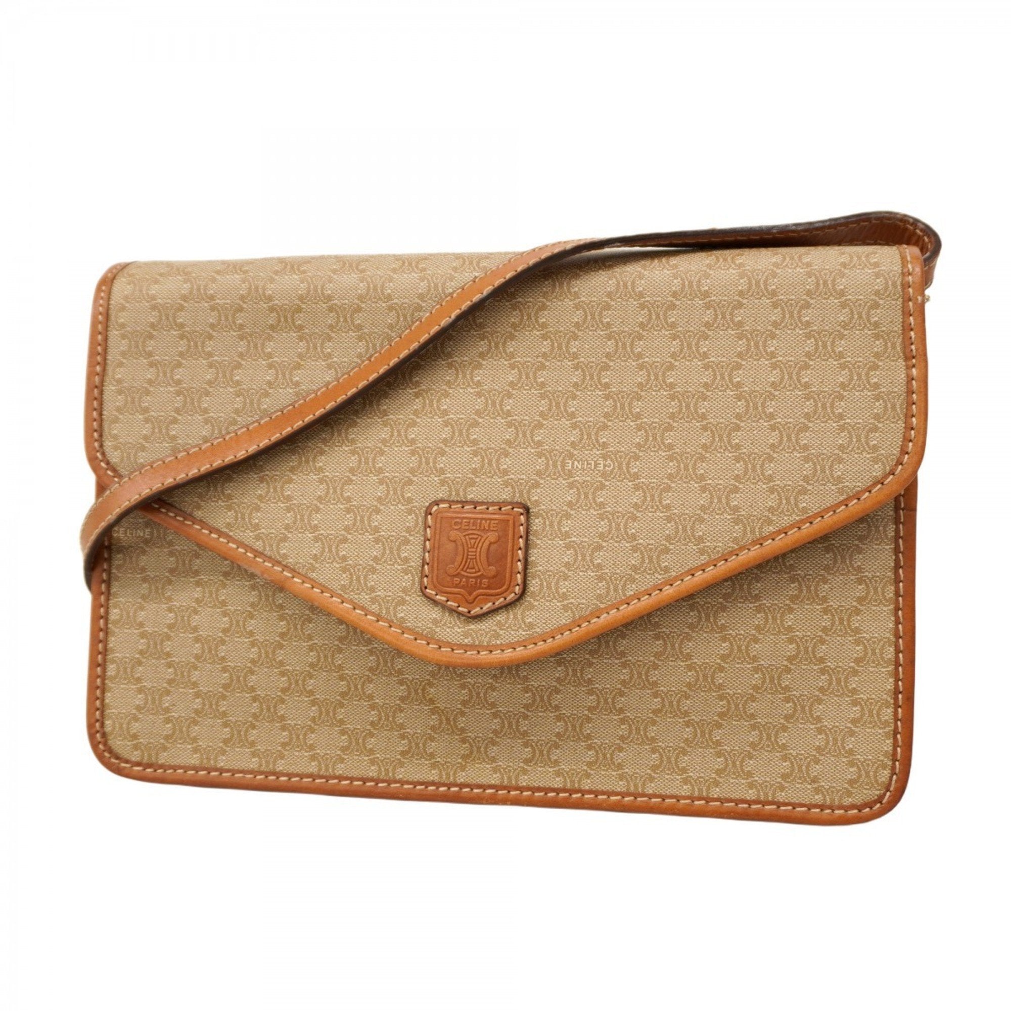 Vintage Saddle Flap Shoulder Bag Macadam Coated Canvas Small