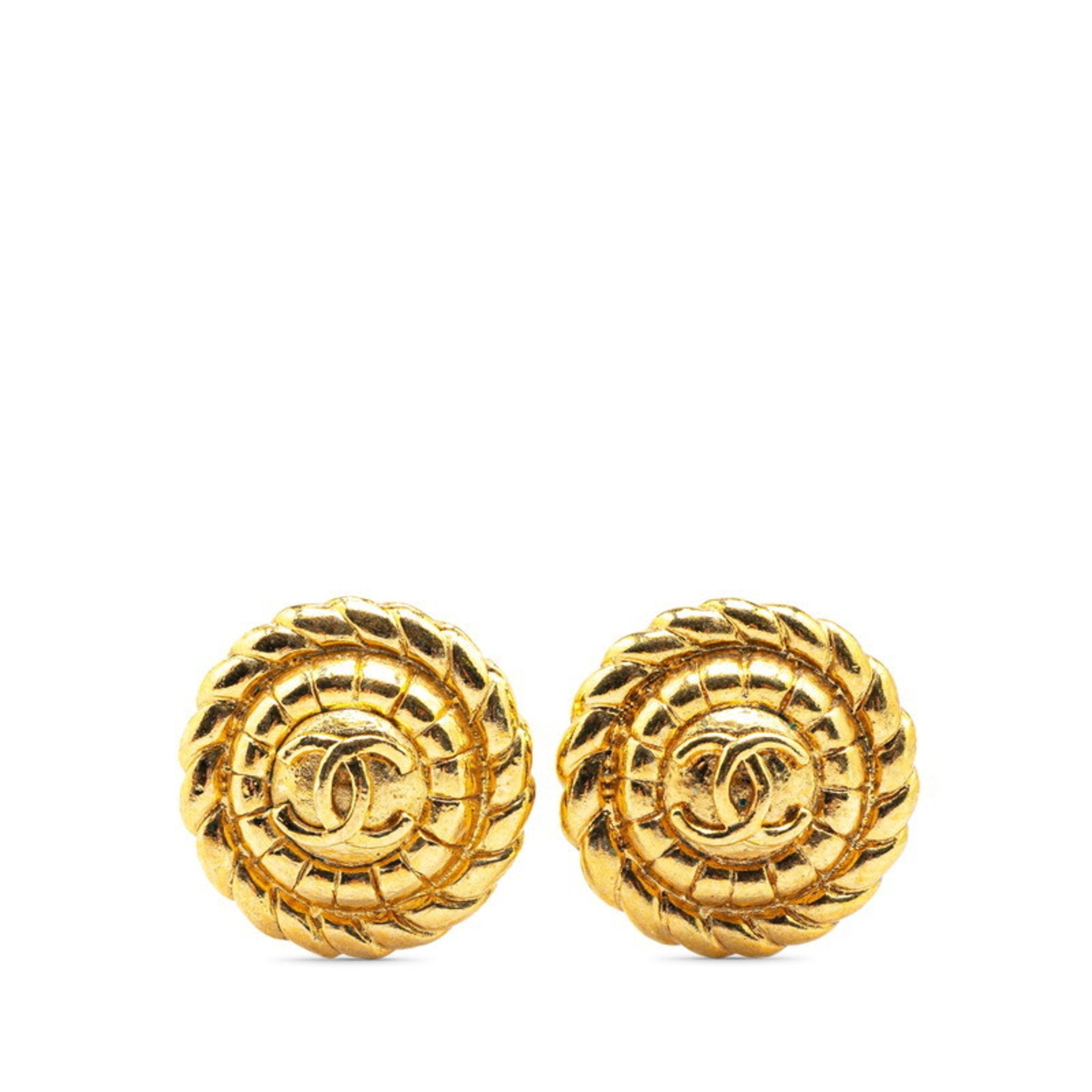 CC Logo Clip-On Earrings Metal Gold-Tone Metal