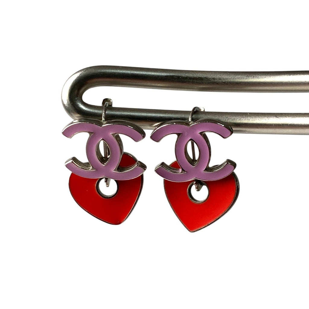 CC Logo Heart Earrings Metal