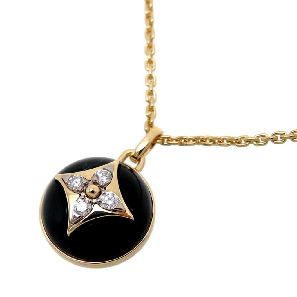 Pendant Necklace Yellow Gold Diamond and Onyx