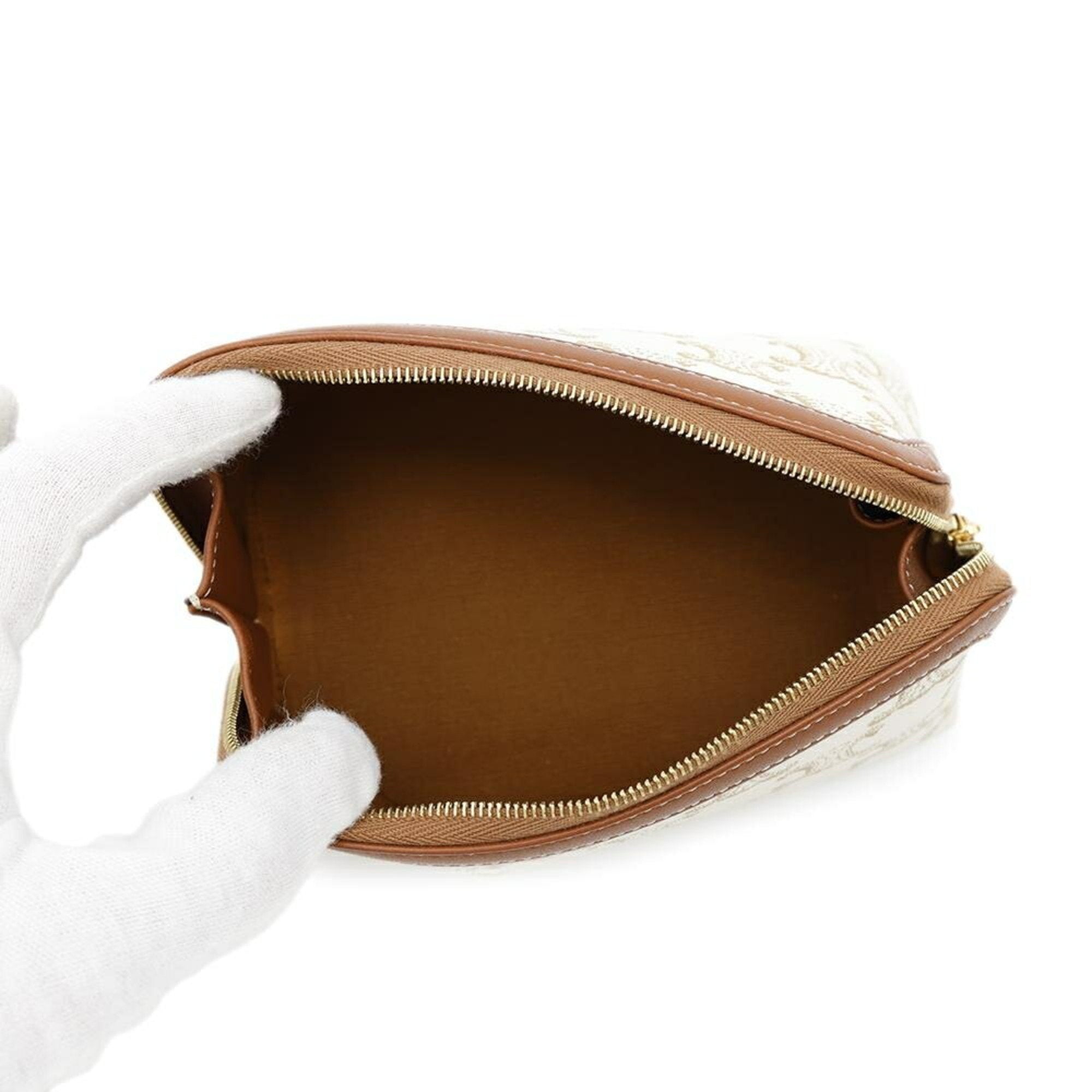 Zip Around Chain Clutch Triomphe Coated Canvas
