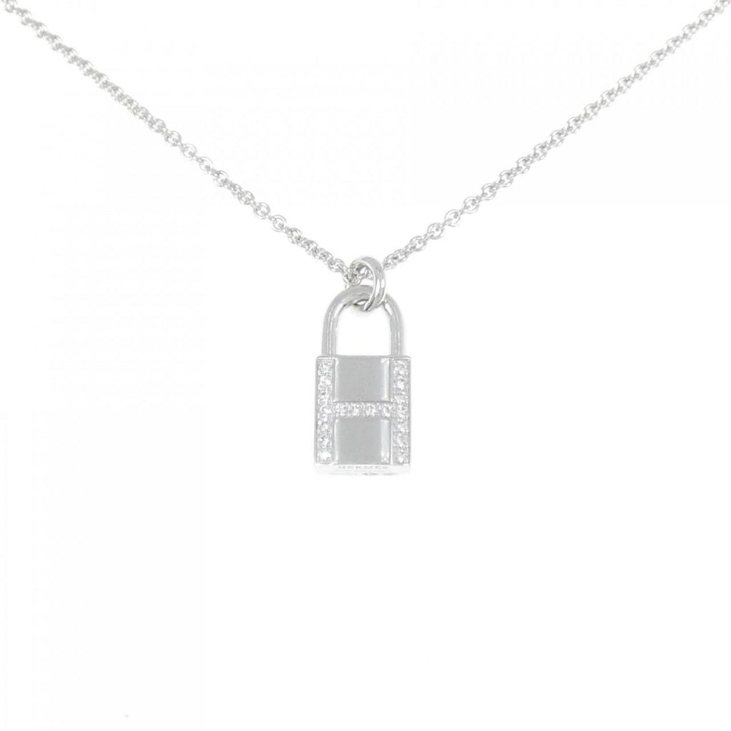 Amulet Padlock Pendant Necklace 18K White Gold