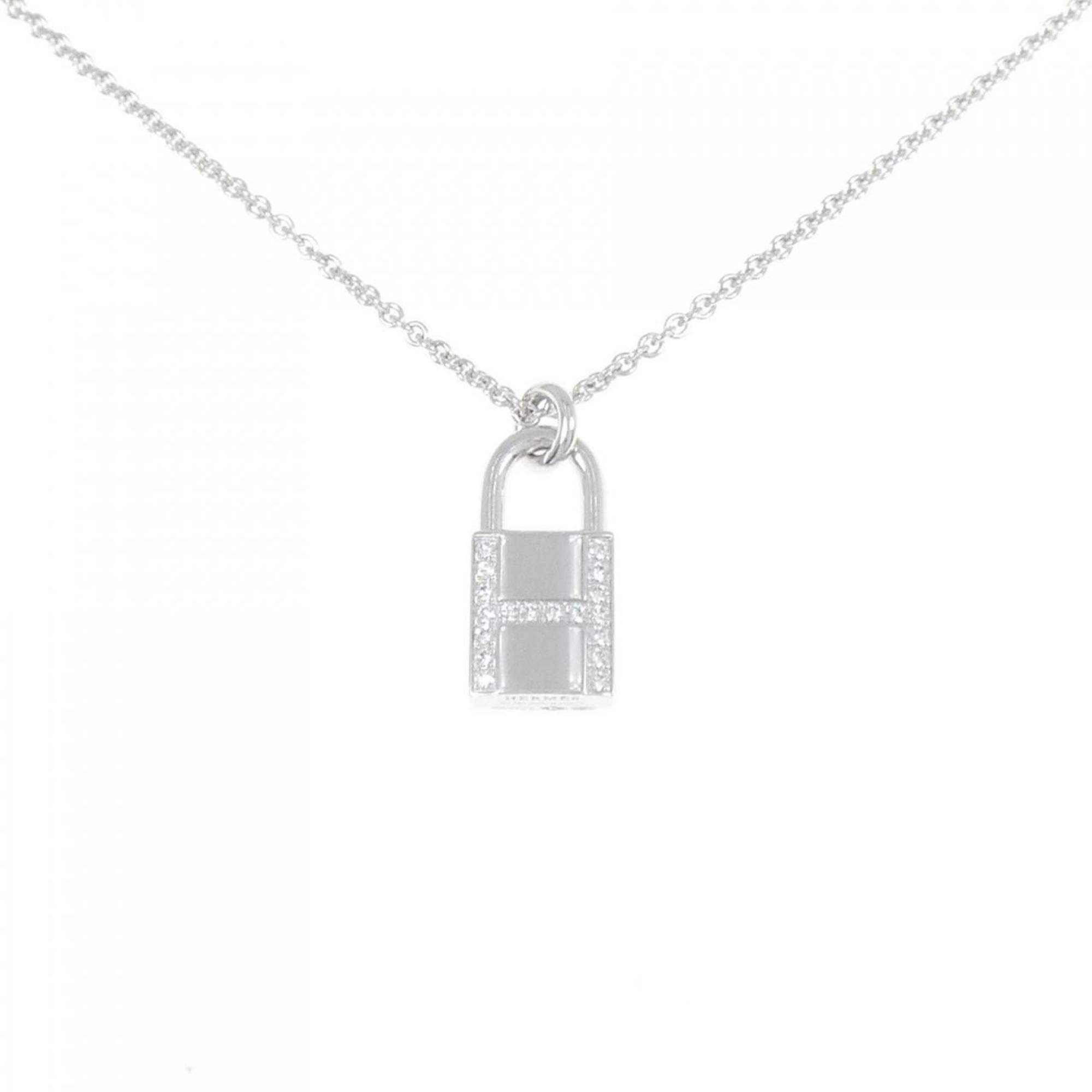 Amulet Padlock Pendant Necklace 18K White Gold