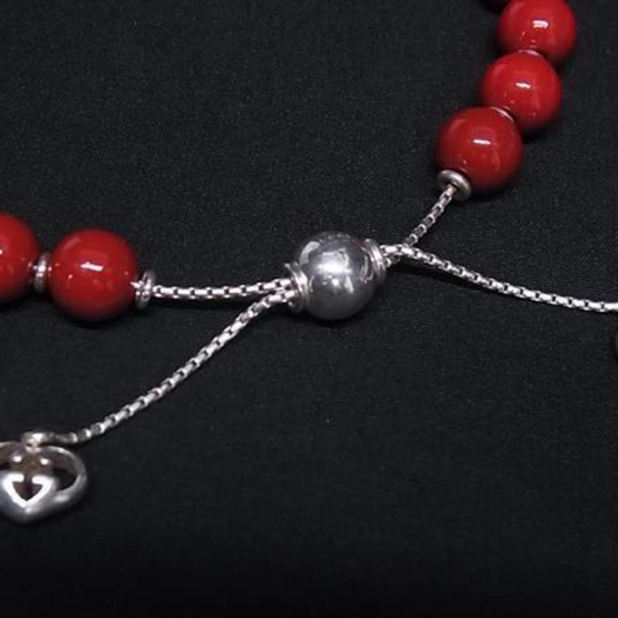 Interlocking G Heart Bracelet Sterling Silver and Wood