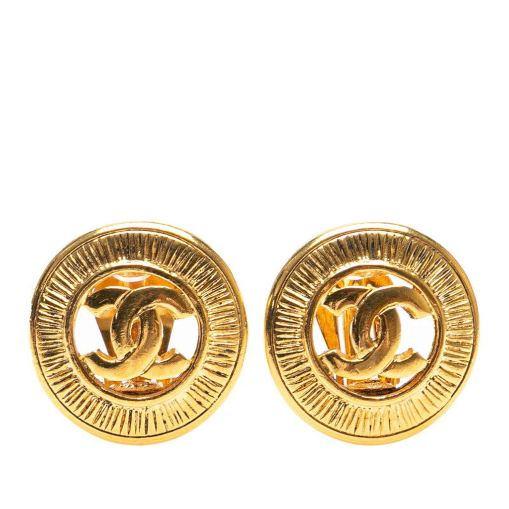 CC Logo Clip-On Earrings Metal Gold-Tone Metal