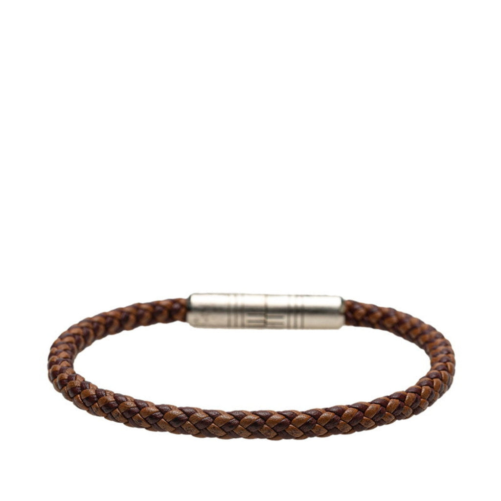 Goliath Bracelet Leather and Metal Brown and Silver