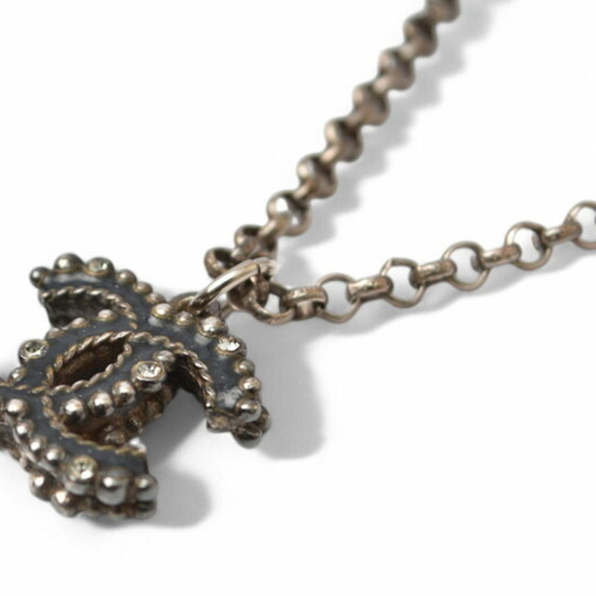 Pendant Necklace Gold and Rhinestone