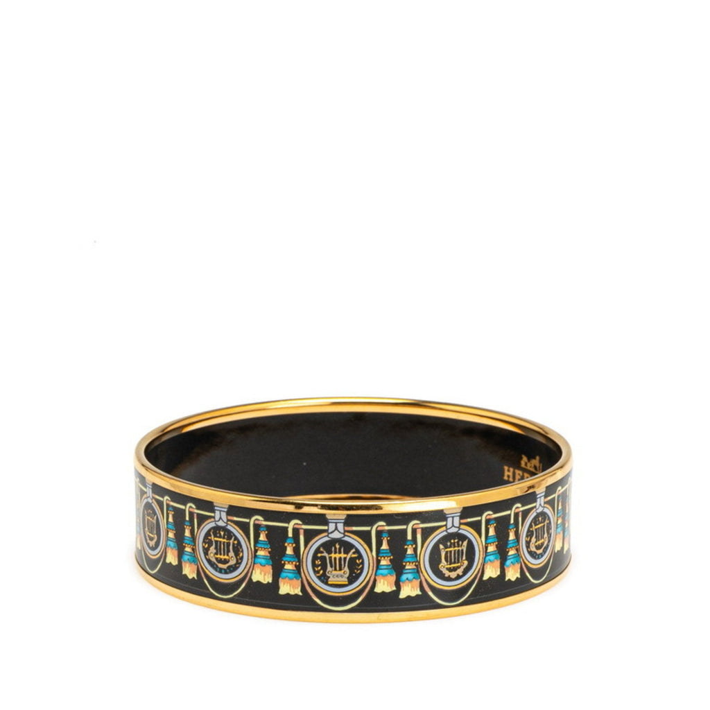 Bangle Cloisonné and Enamel Black and Gold Bracelet