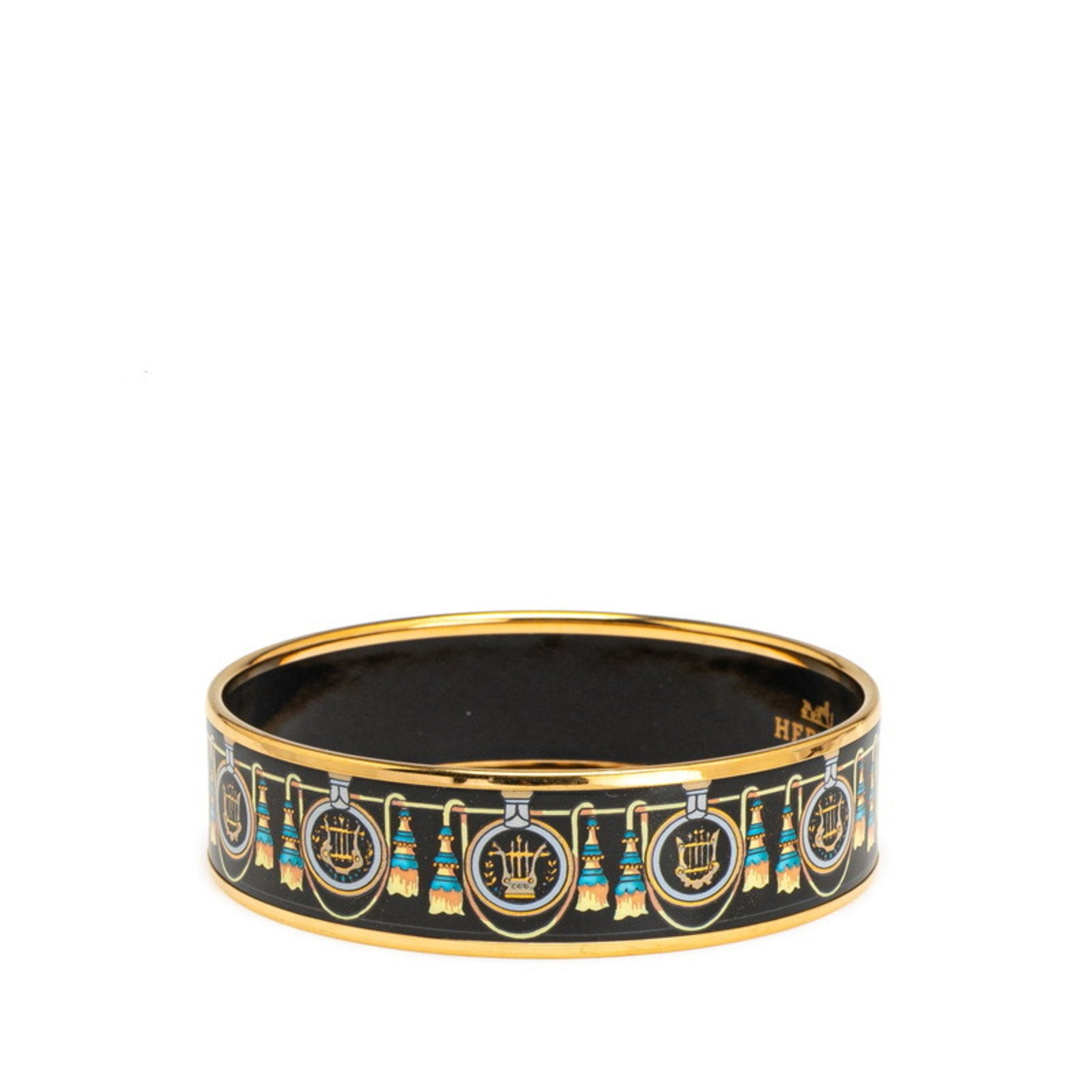 Bangle Cloisonné and Enamel Black and Gold Bracelet