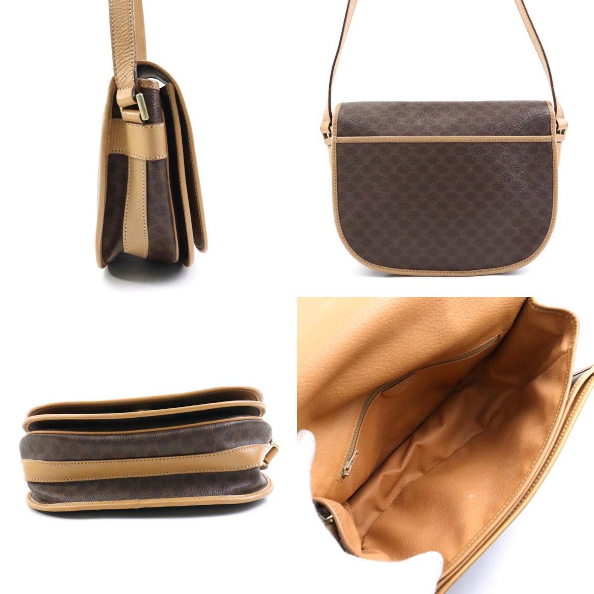Vintage Saddle Flap Shoulder Bag Macadam Coated Canvas Small