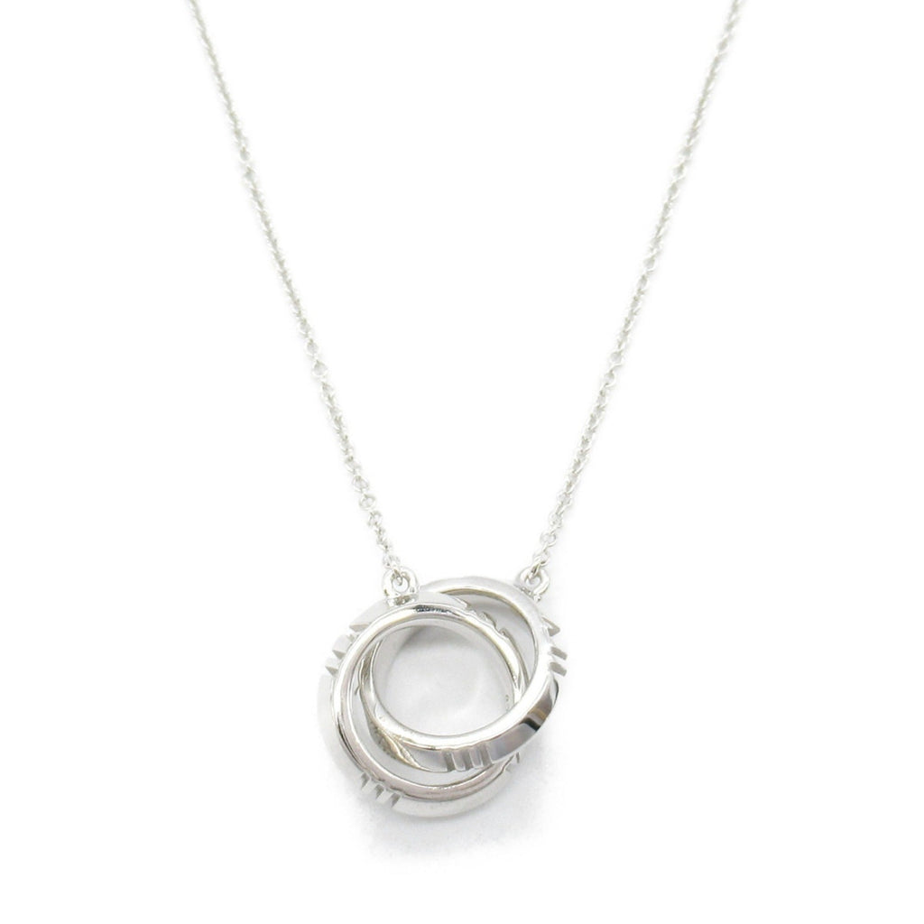 Double Circle Pendant Necklace 18K White Gold