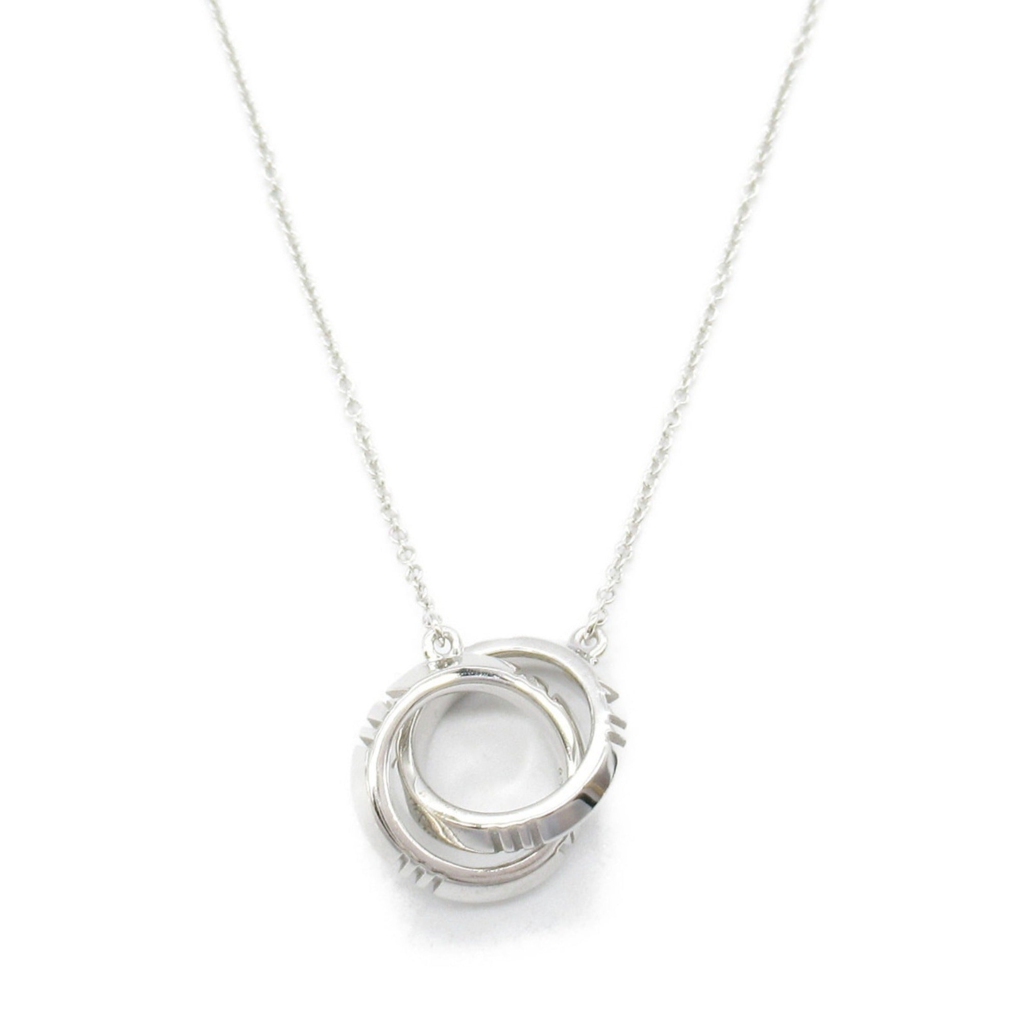 Double Circle Pendant Necklace 18K White Gold