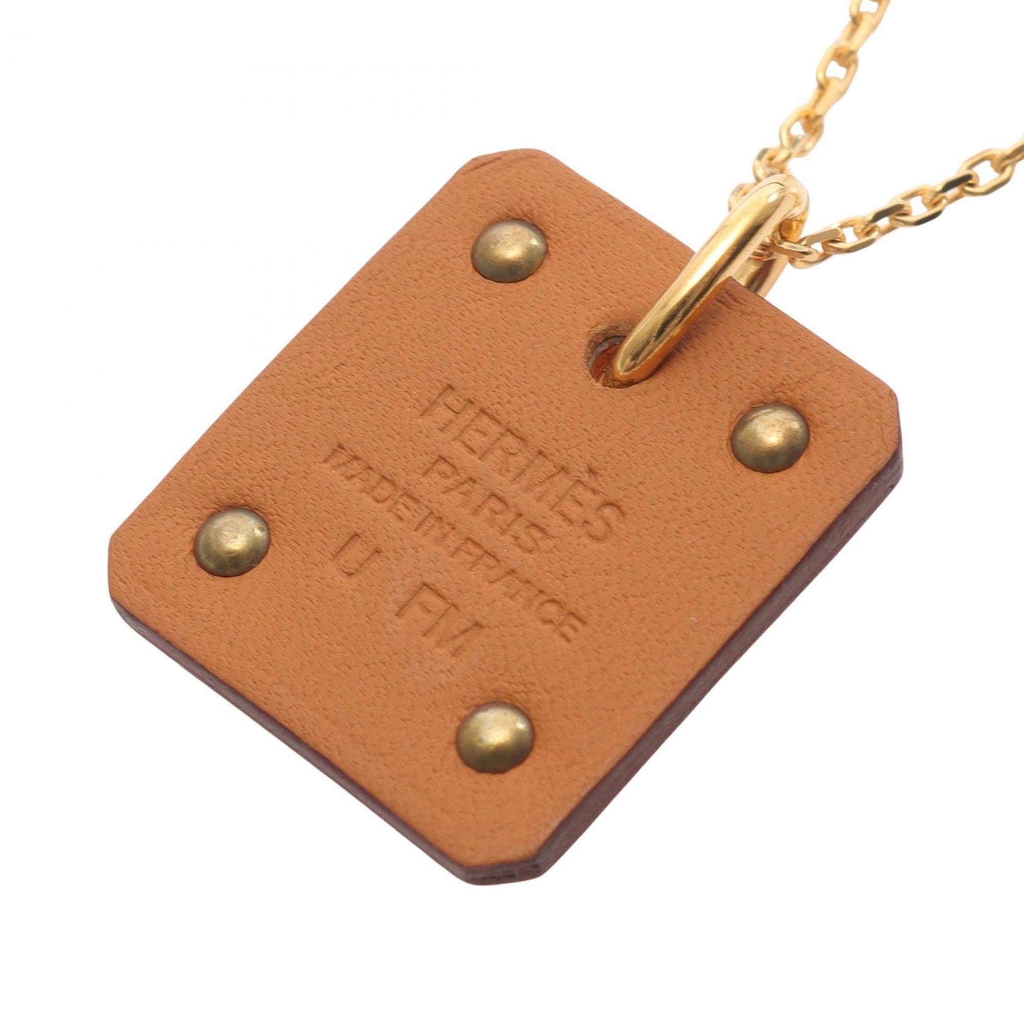 Asdecour PM Pendant Necklace Gold and Swift Leather