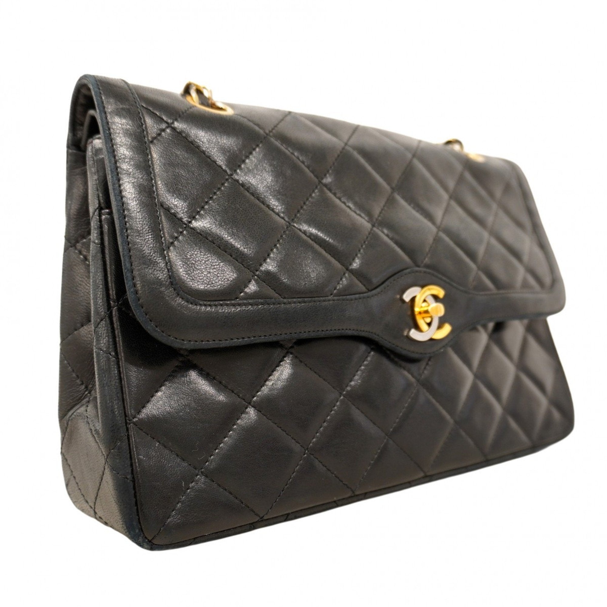 Vintage Two Tone CC Flap Bag Quilted Lambskin Medium