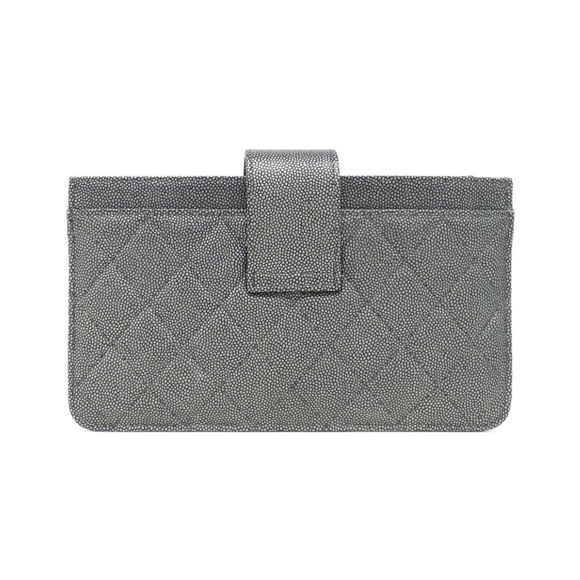 Golden Class Phone Holder Crossbody Bag Quilted Caviar