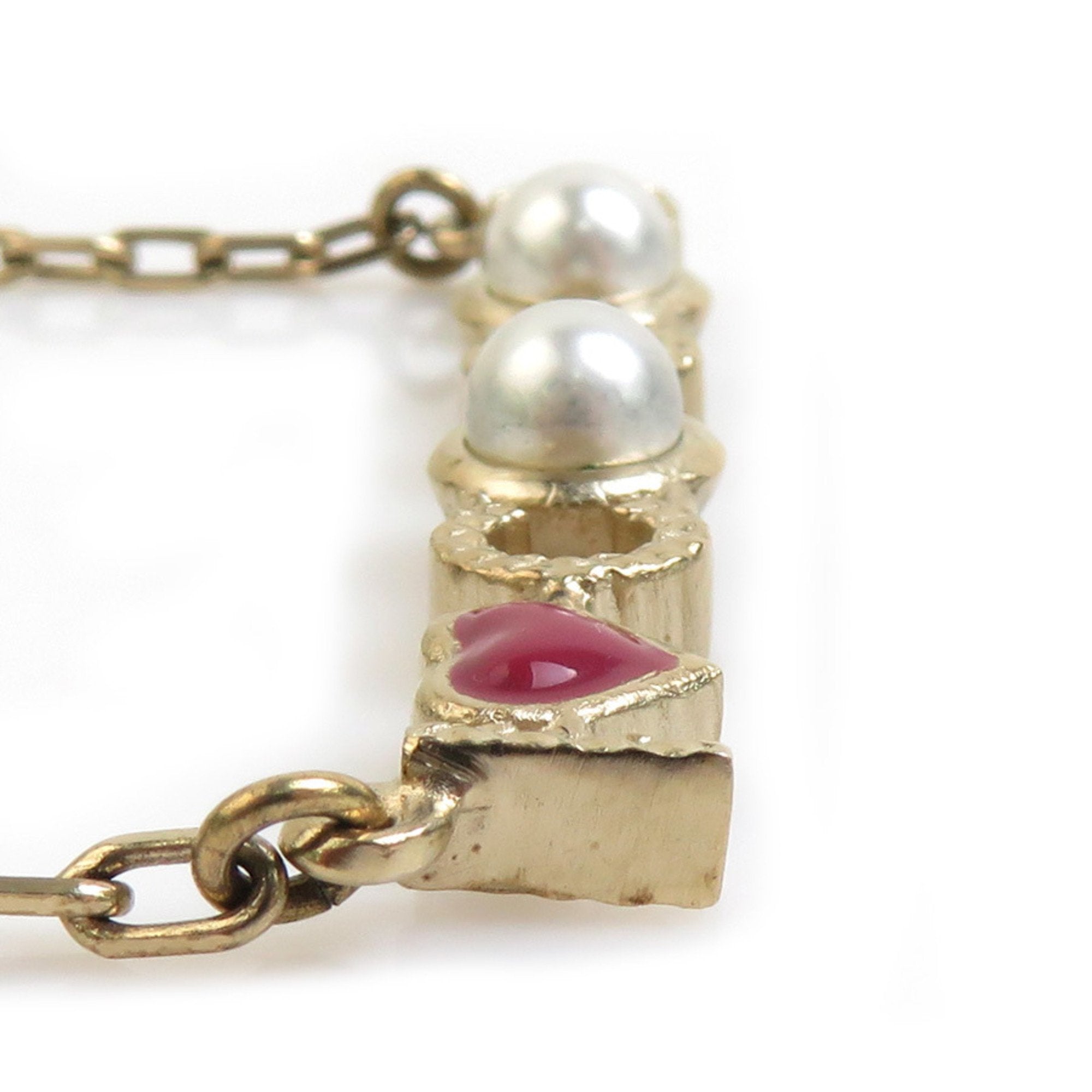 Pendant Necklace Metal Gold with Artificial Pearl