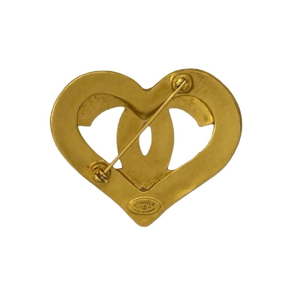 CC Logo Heart Brooch Metal