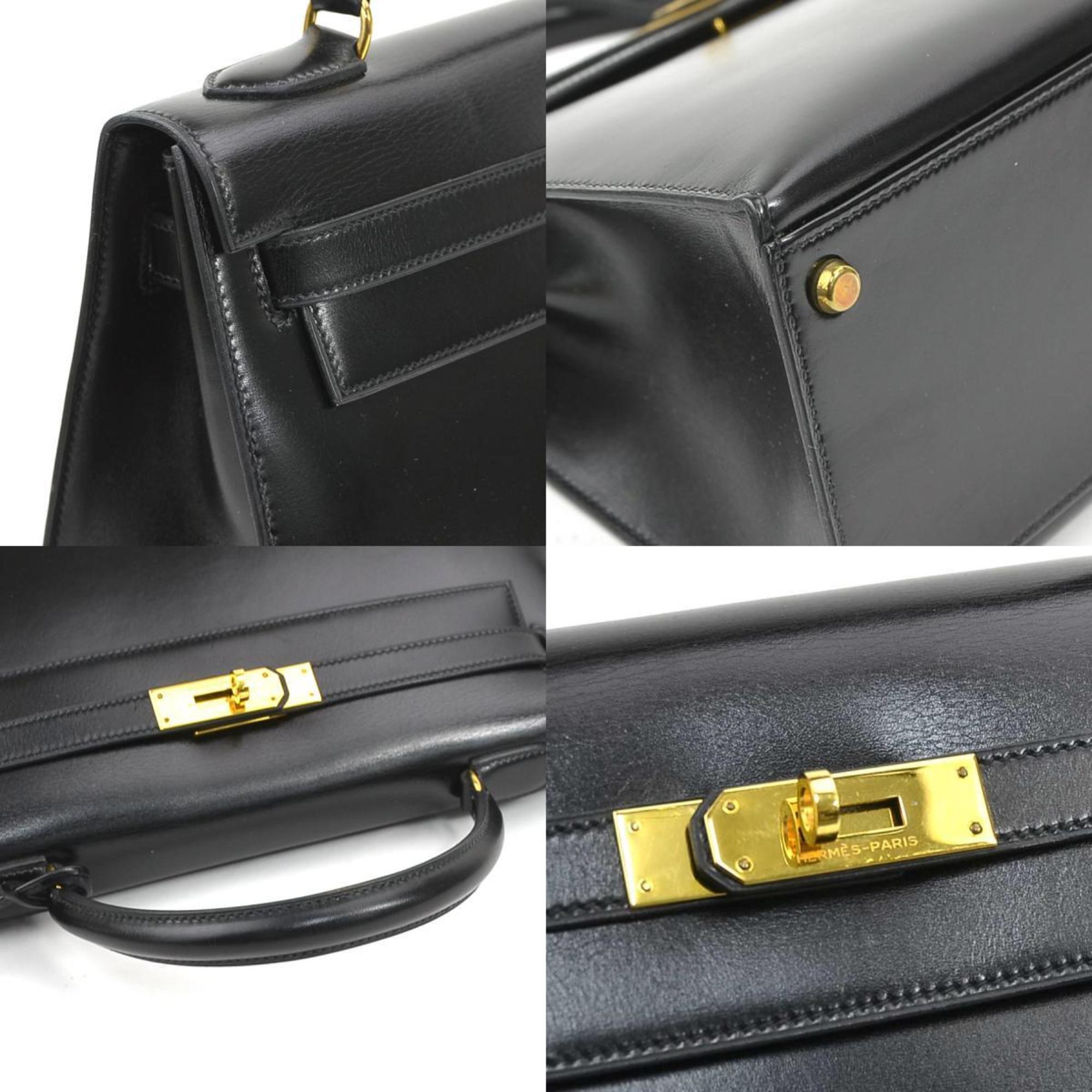 Kelly Handbag Black Box Calf with Gold Hardware 32