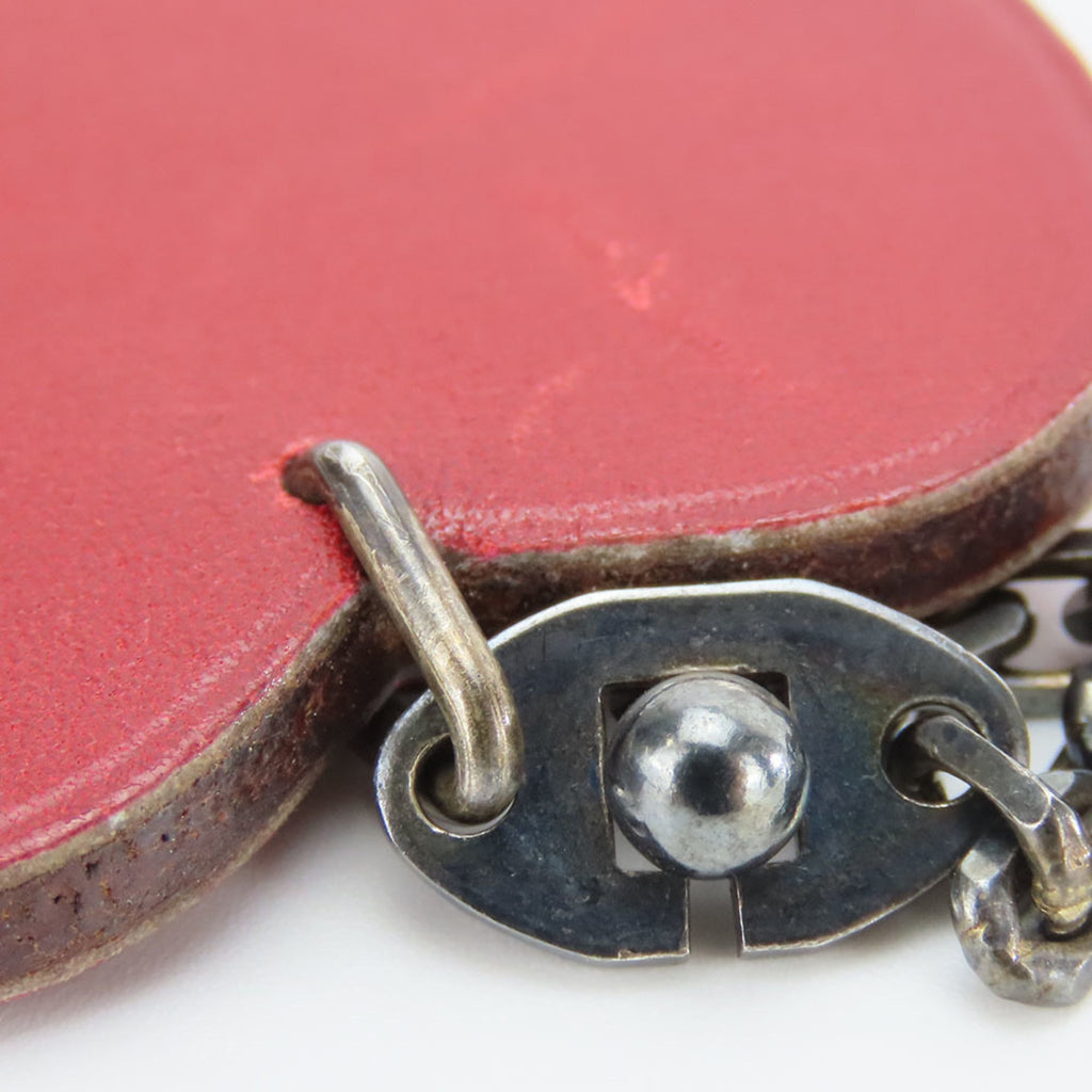 Apple Charm Leather and Sterling Silver Red Handbag Charm