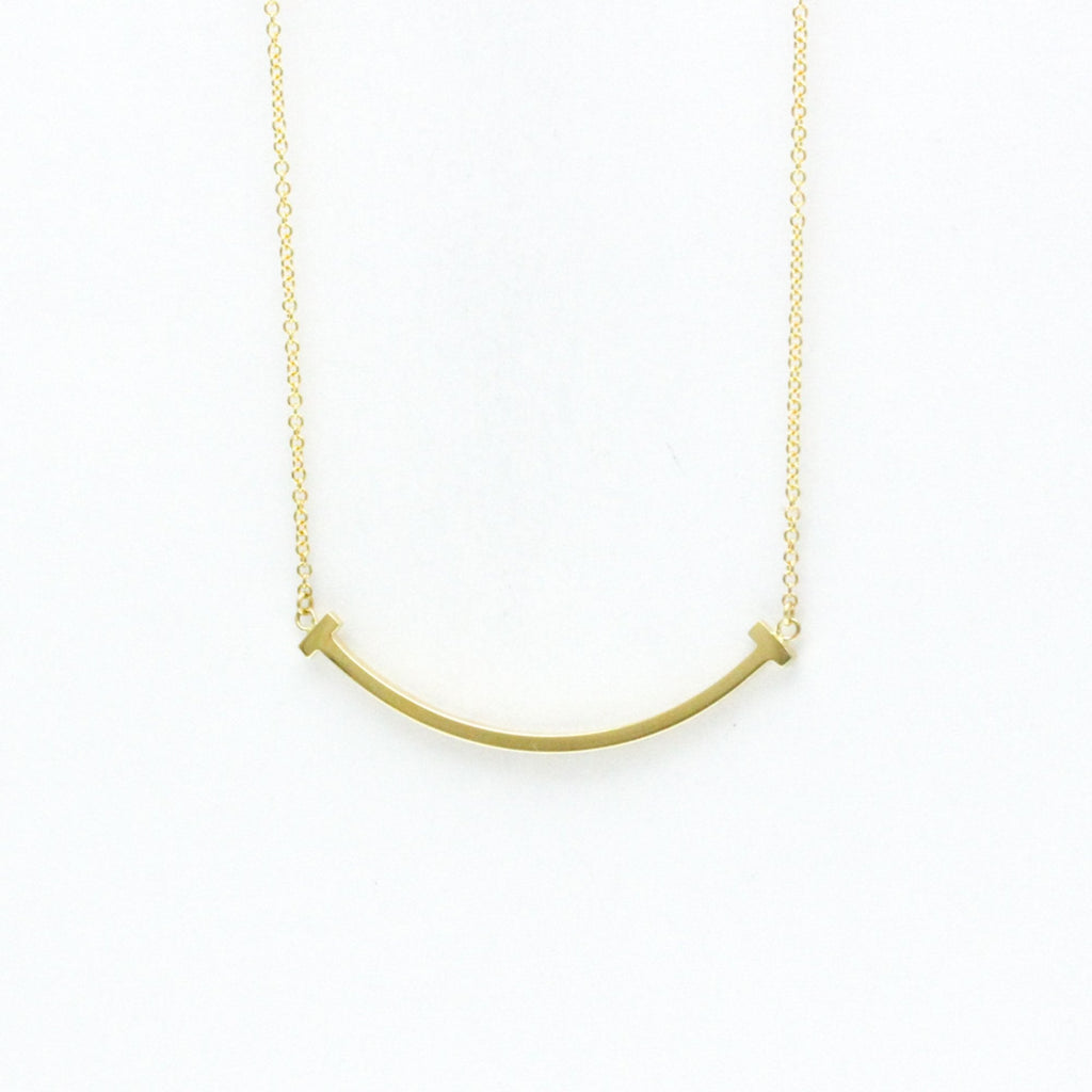 T Smile Pendant Necklace 18K Yellow Gold