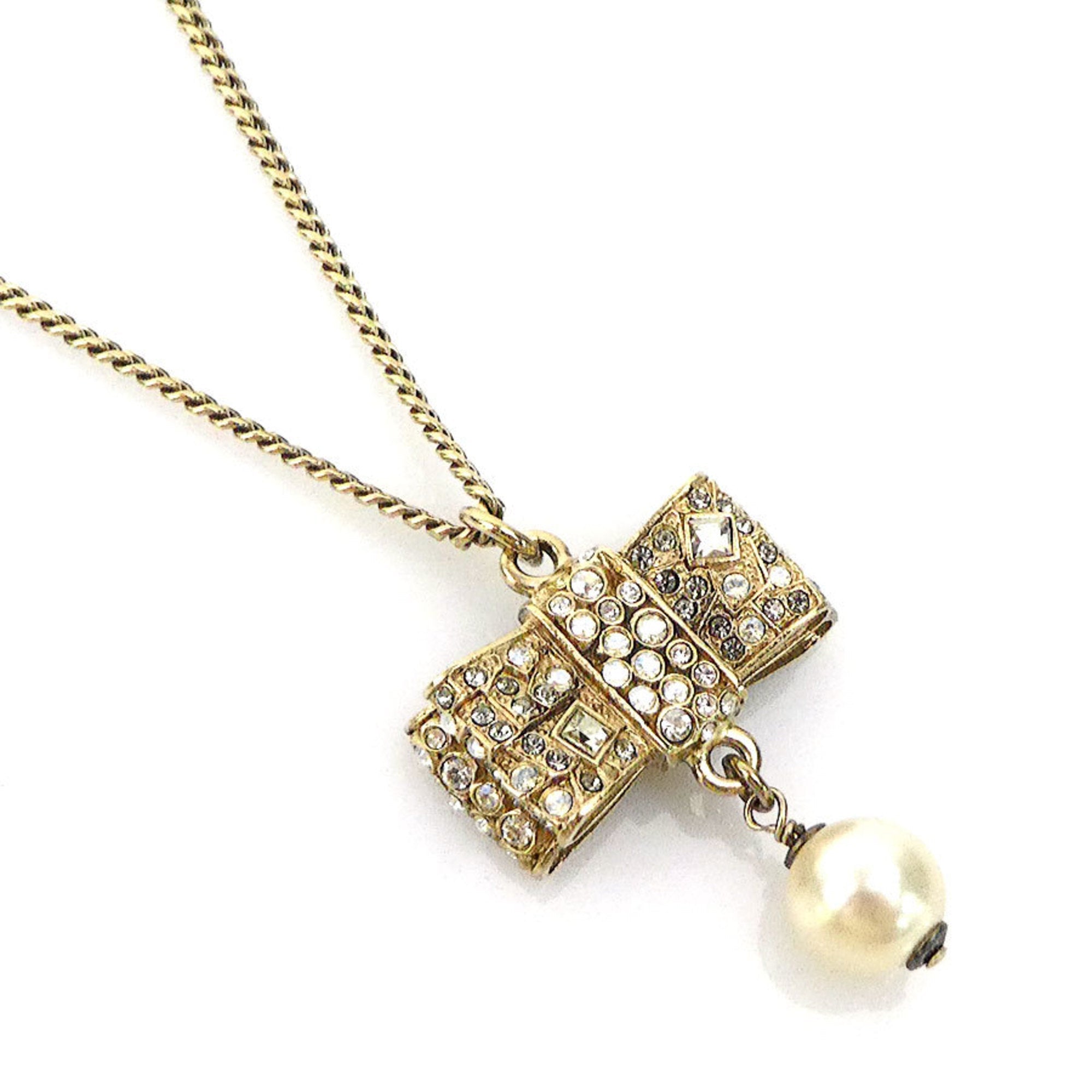 CC Logo Pendant Necklace Gold-Tone Metal