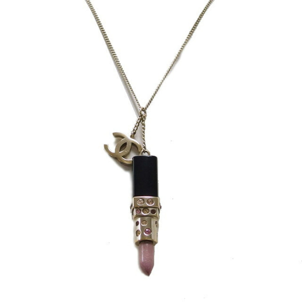 CC Logo Pendant Necklace Gold-Tone Metal