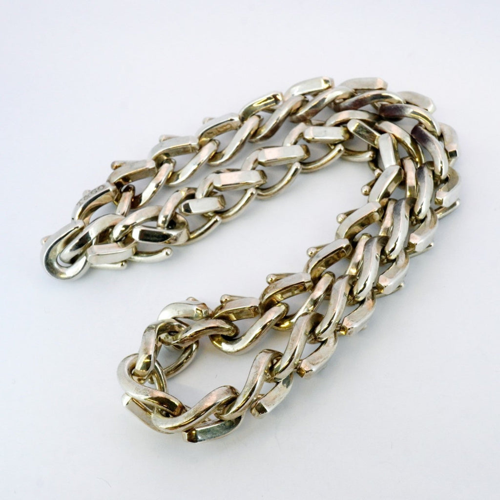Forged Large Link Pendant Necklace Sterling Silver