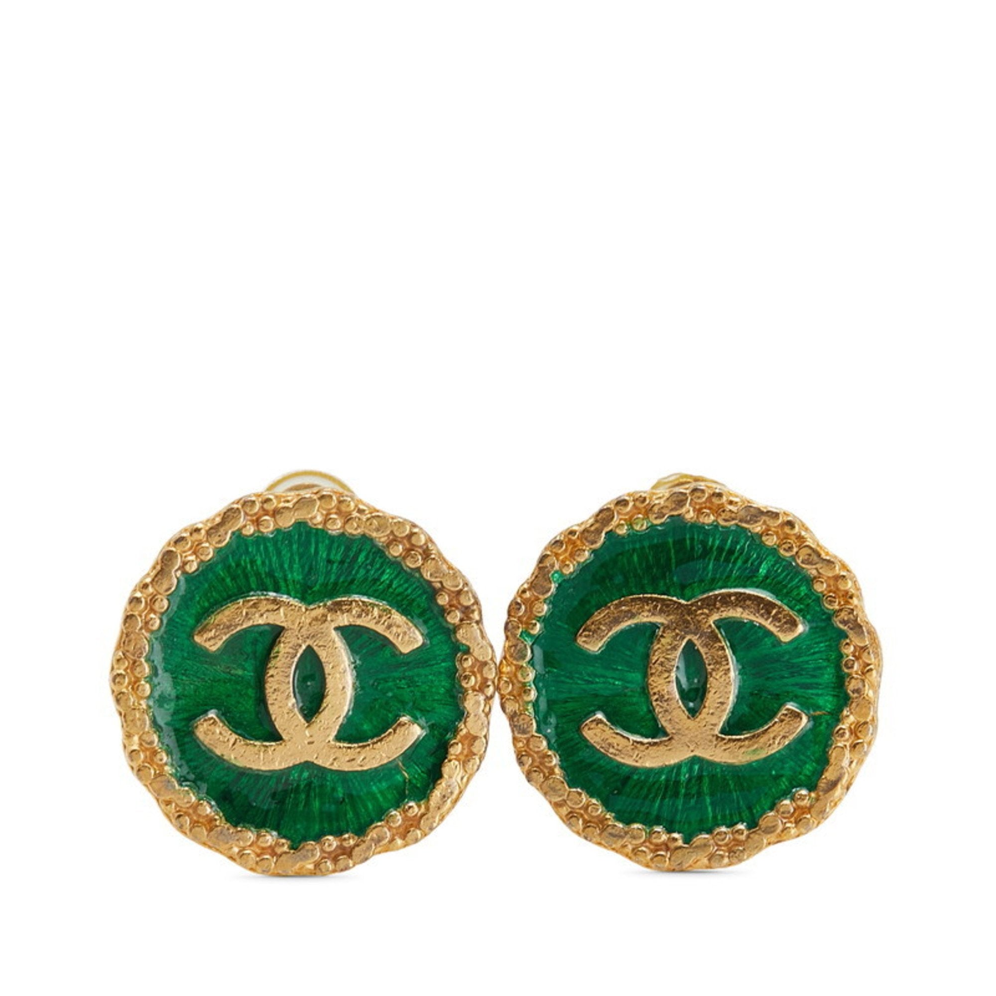 CC Logo Round Clip-On Earrings Gold-Tone Metal Gold-Tone Metal