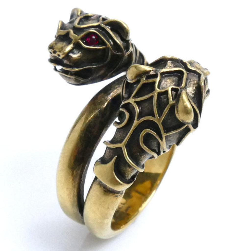 Double Tiger Head Ring Metal Gold
