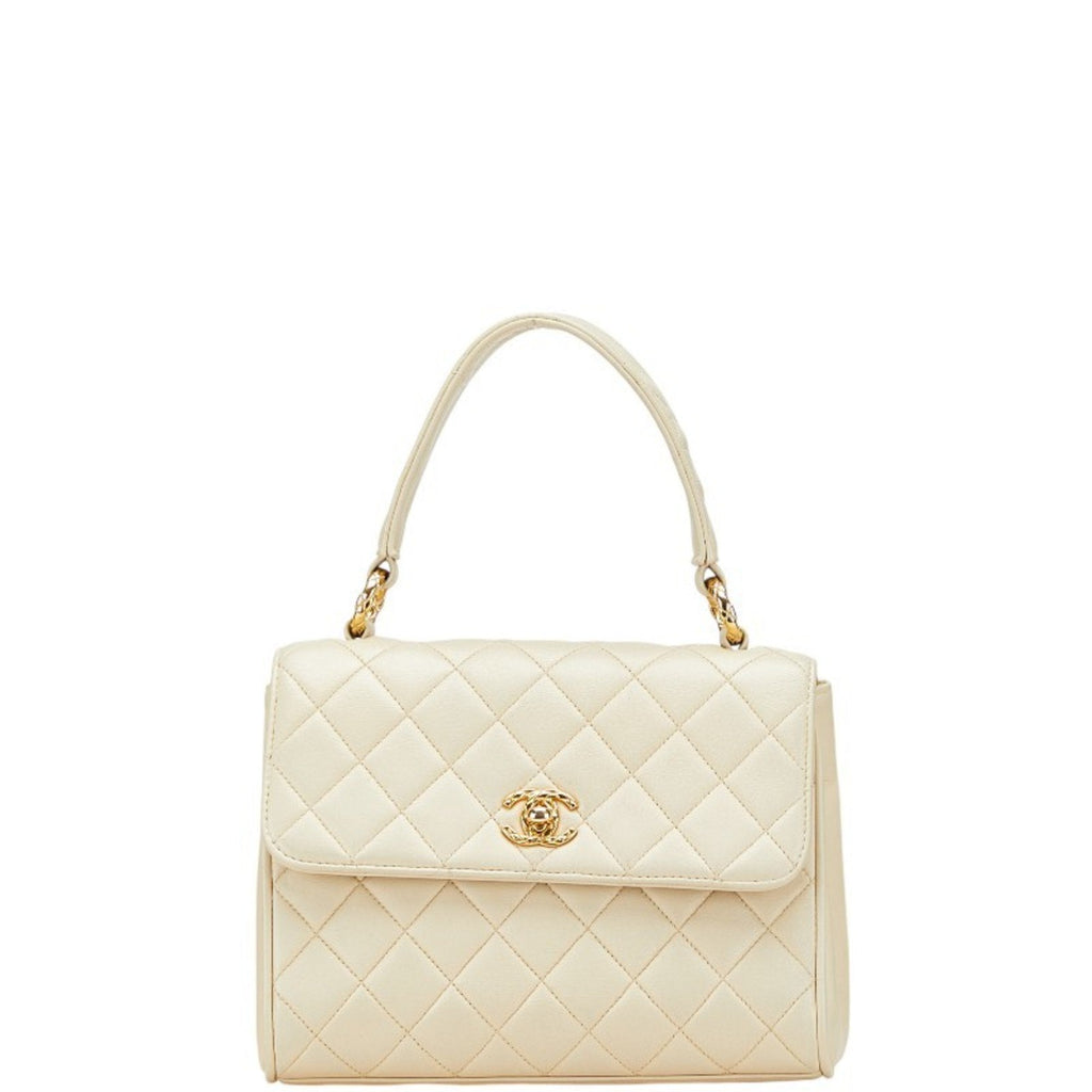 Vintage Classic Top Handle Flap Bag Quilted Lambskin Medium