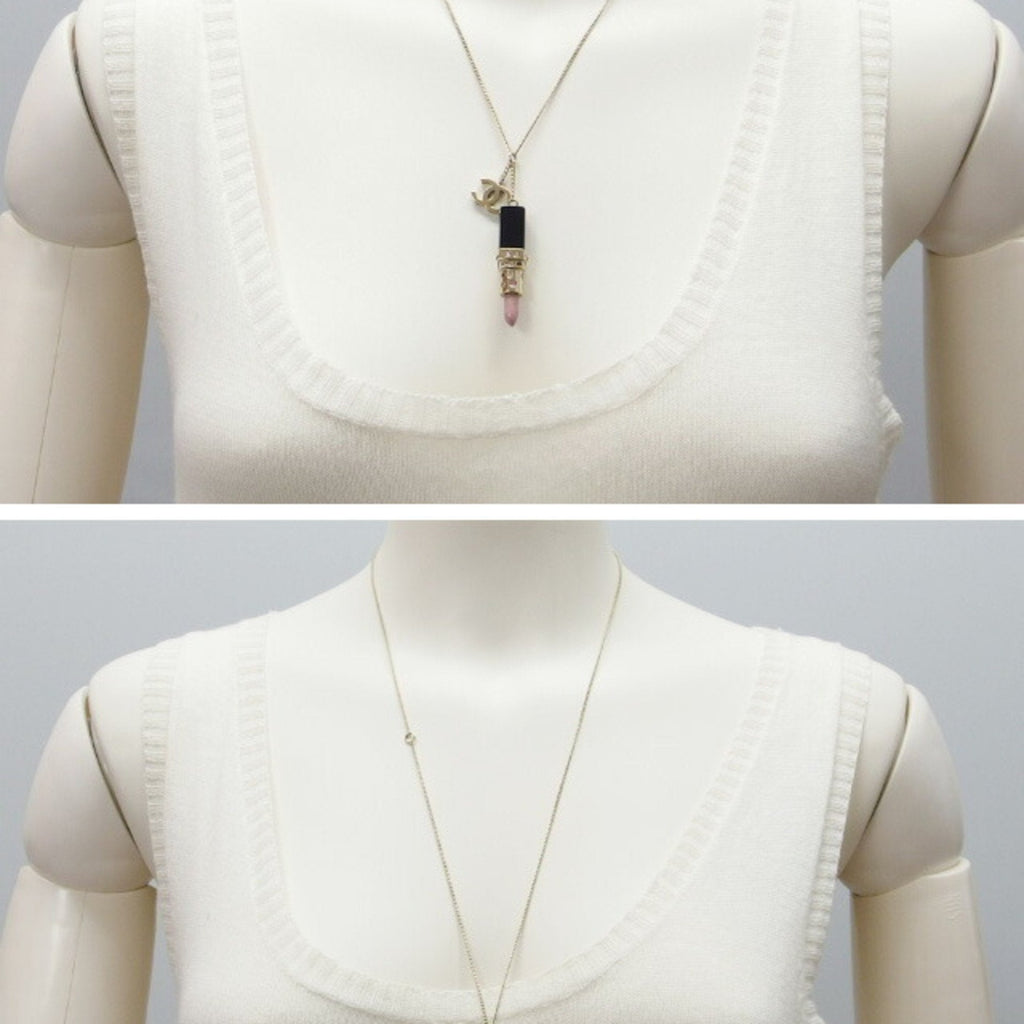CC Logo Pendant Necklace Gold-Tone Metal