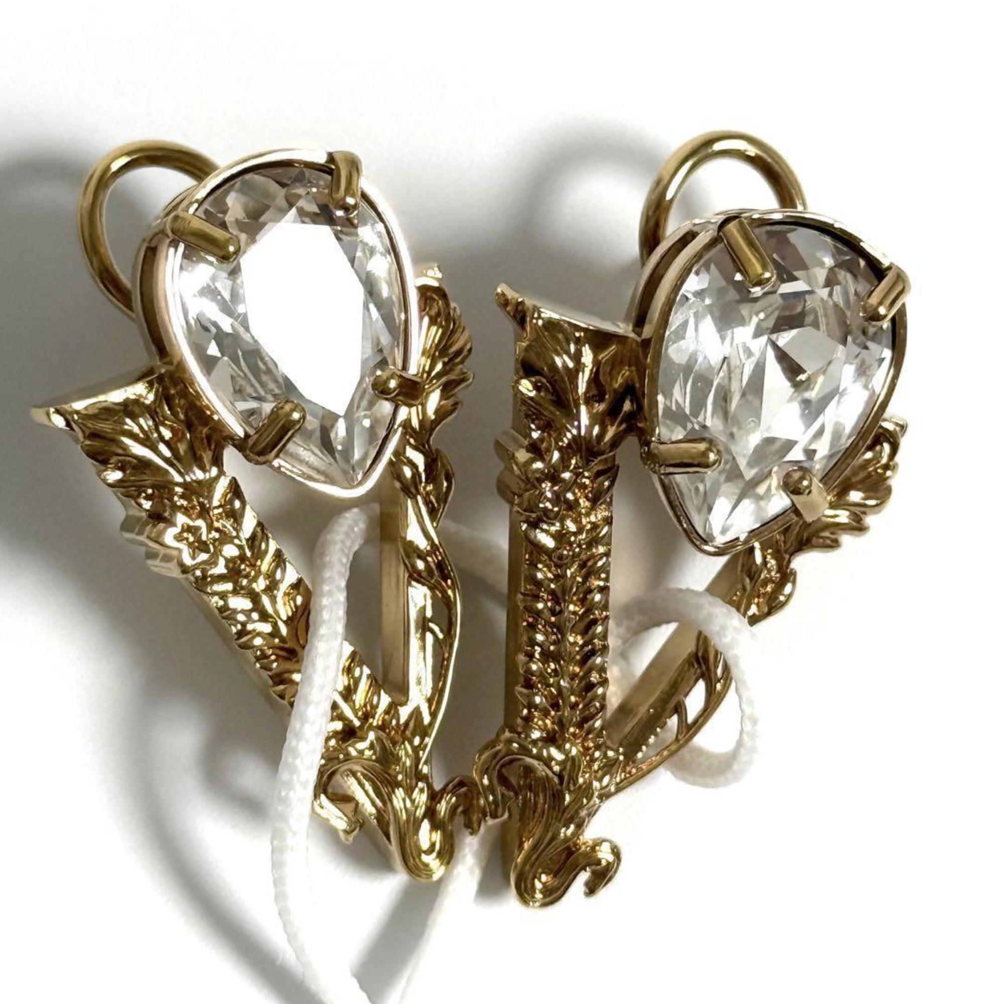 Earrings Metal and Rhinestone