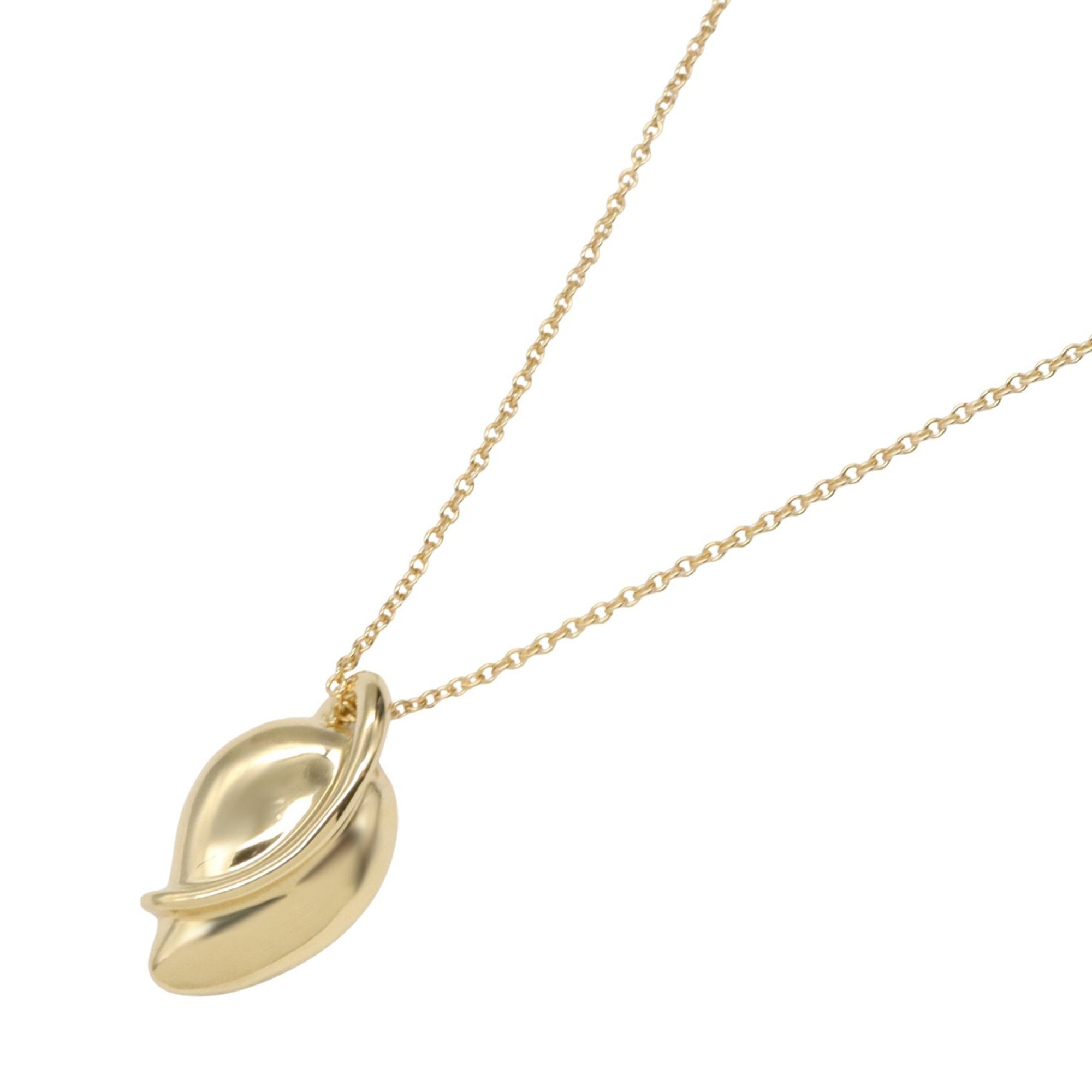 Leaf Pendant Necklace 18K Yellow Gold